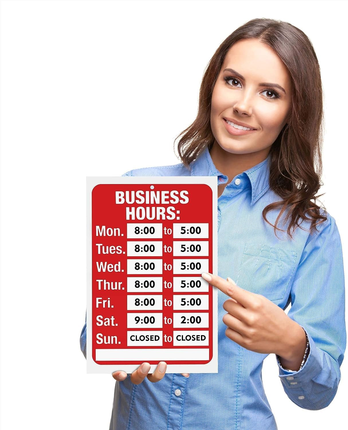 Open Signs, Business Hours Sign Kit for Glass Door or Window – Bright Red and Wh