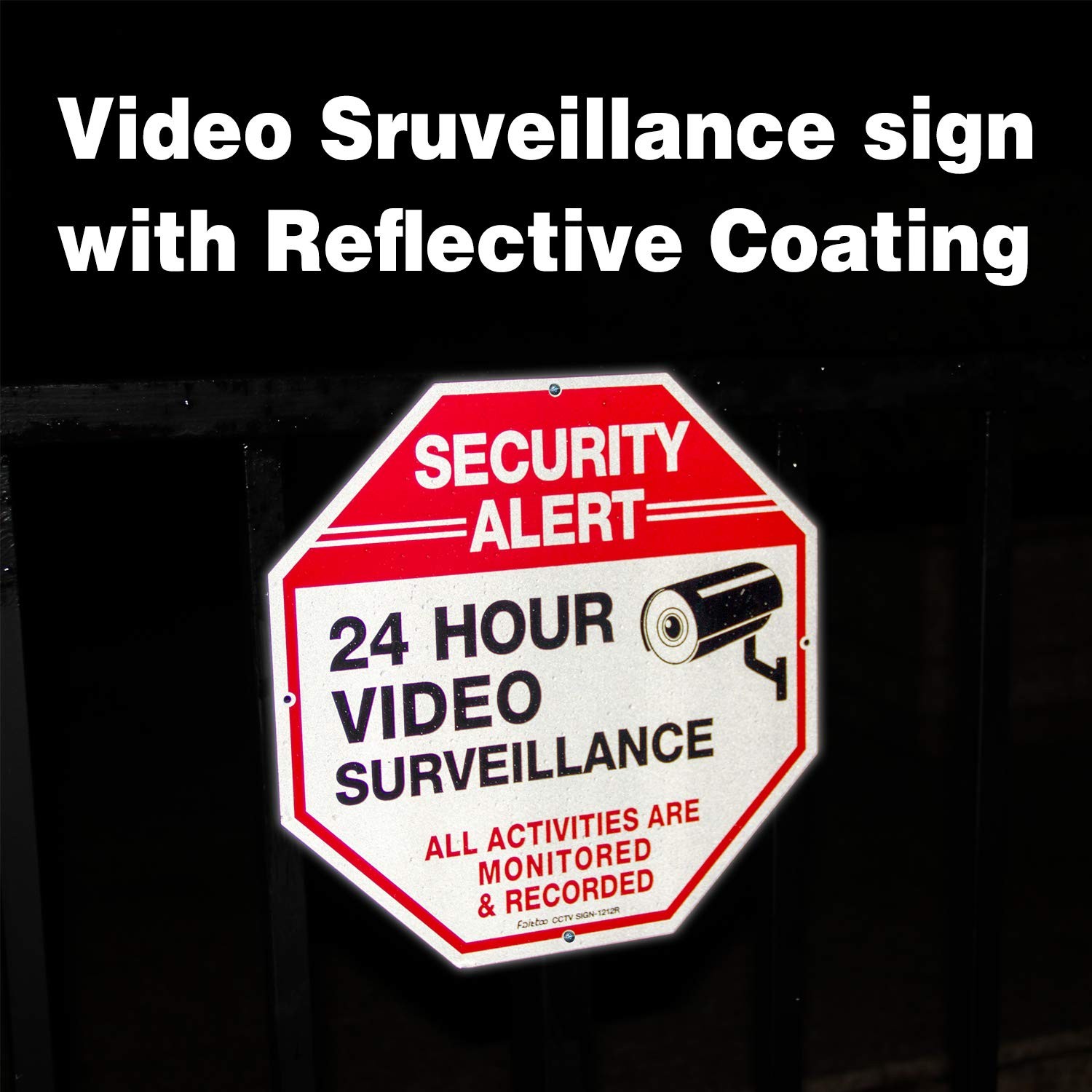 Video Surveillance Signs (2 Pack) 12 x 12 Rust Free .040 Aluminum Security Wa…