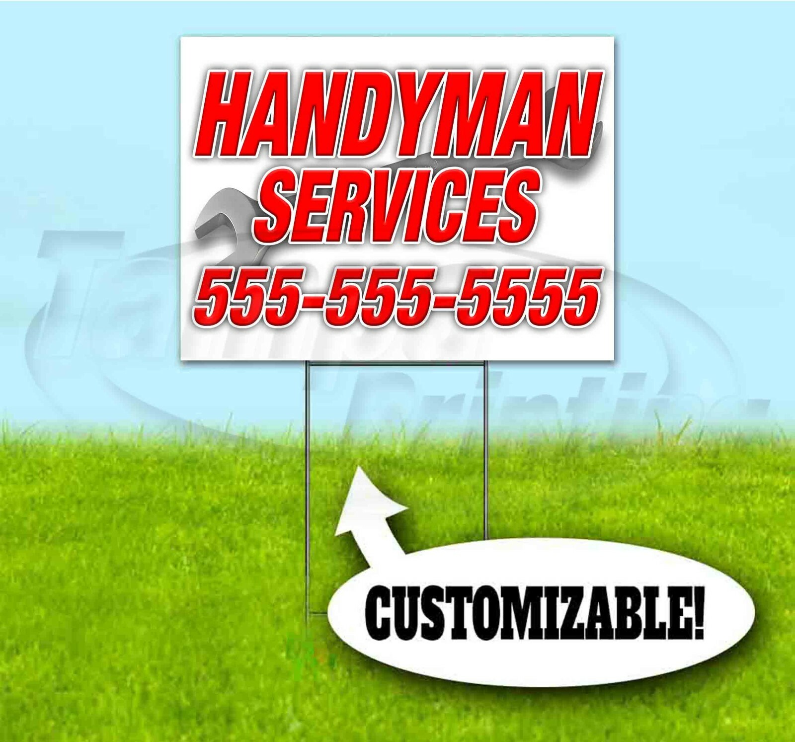 HANDYMAN SERVICES CUSTOM PHONE 18×24 Yard Sign WITH STAKE Corrugated Bandit USA