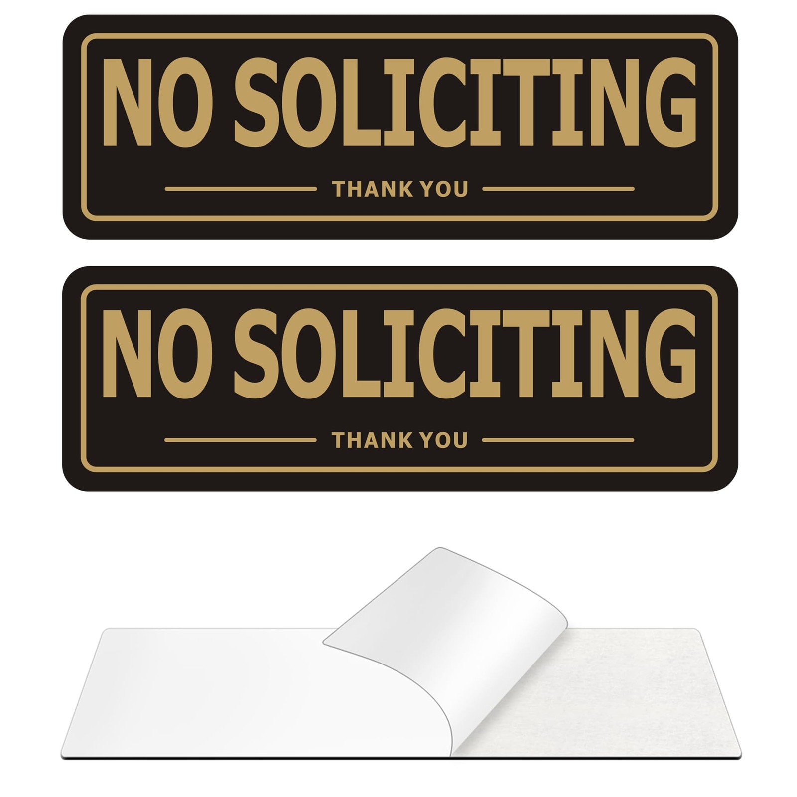 No Soliciting Sign for House, (2 Pack) Self-Adhesive No Soliciting Signs, Alu…