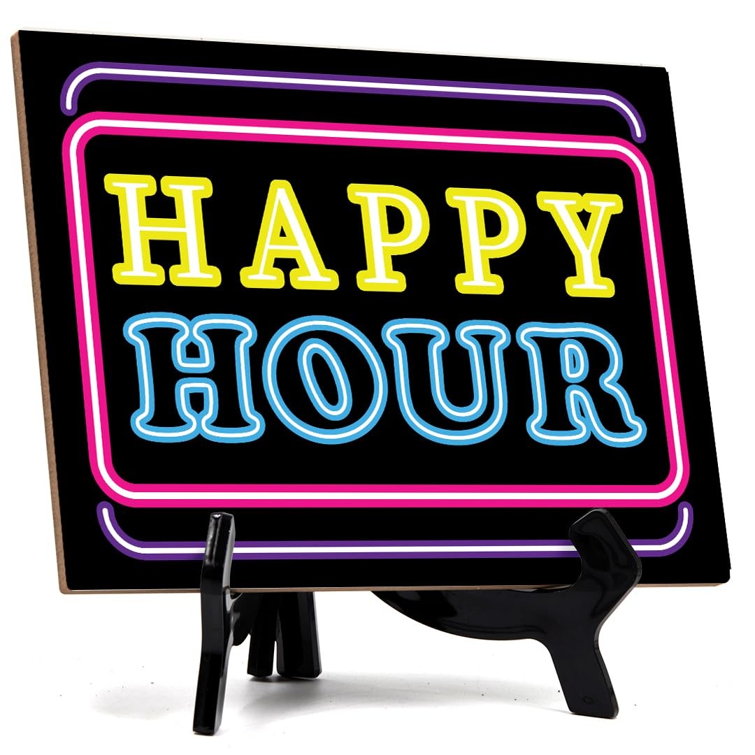 Signs ByLITA Happy Hour Table Sign with Acrylic Stand (6×8“)