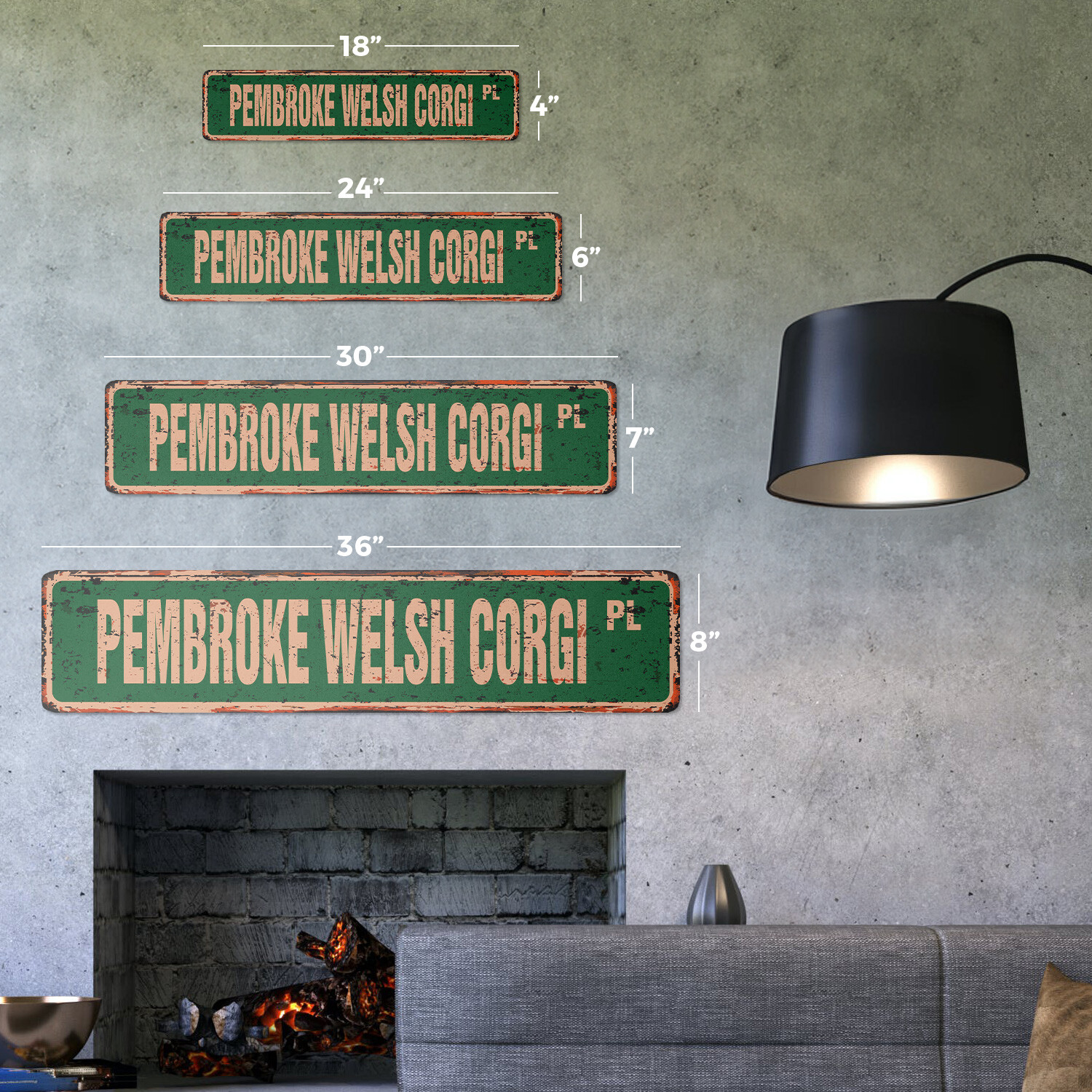 PEMBROKE WELSH CORGI Vintage Street Sign kennel groomer veterinarian breeder dog