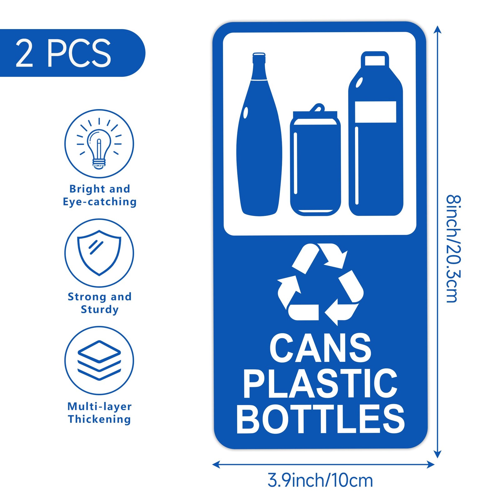 Self-Adhesive Waterproof Recycle Stickers for Cans and Bottles – 2 Pack