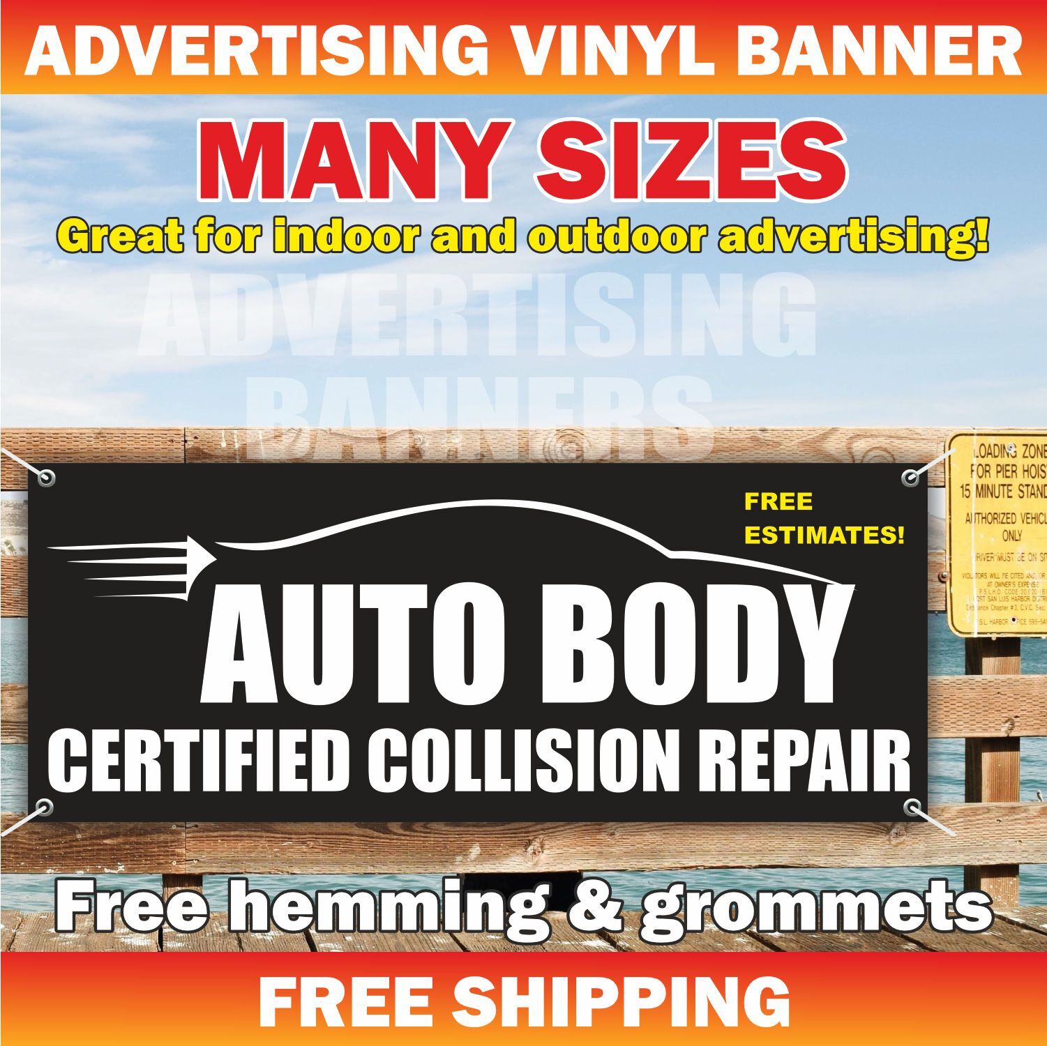 Auto Body Certified Collision Repair Advertising Banner Vinyl Mesh Sign service
