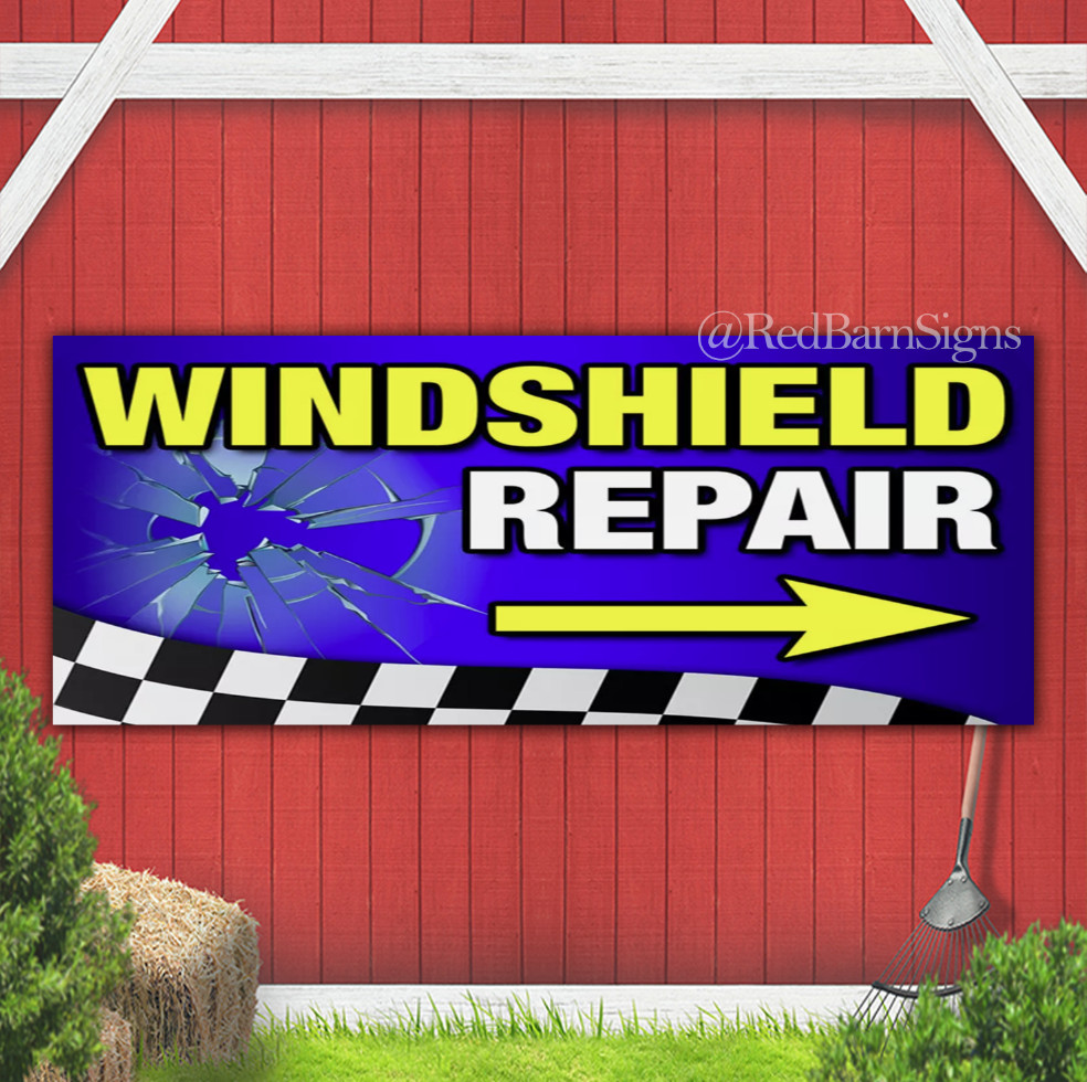 Windshield Repair arrow indoor outdoor banner sign
