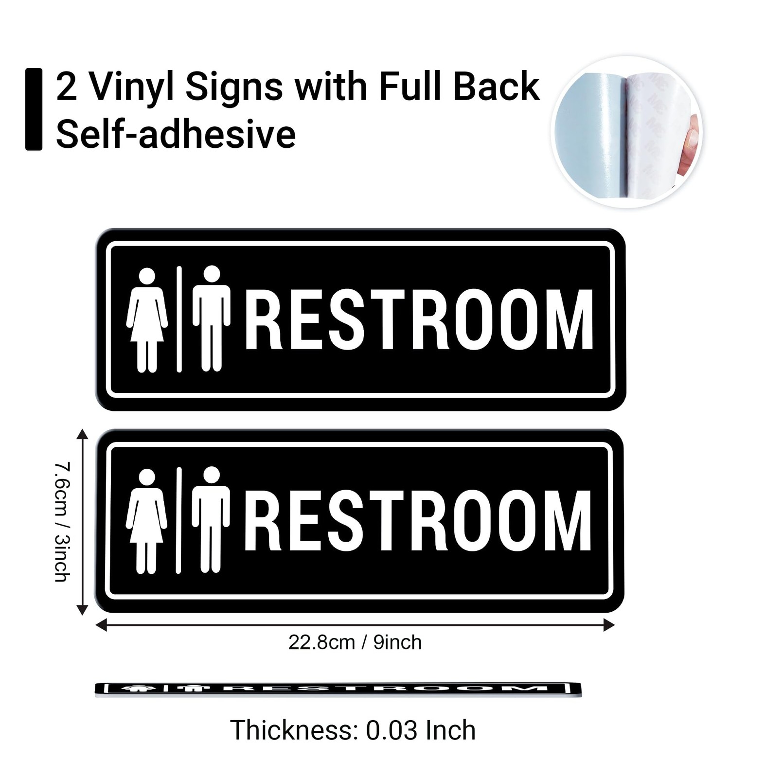 Restroom Sign – (2 Pack) Restroom Signs for Business with Strong Self-Adhesiv…