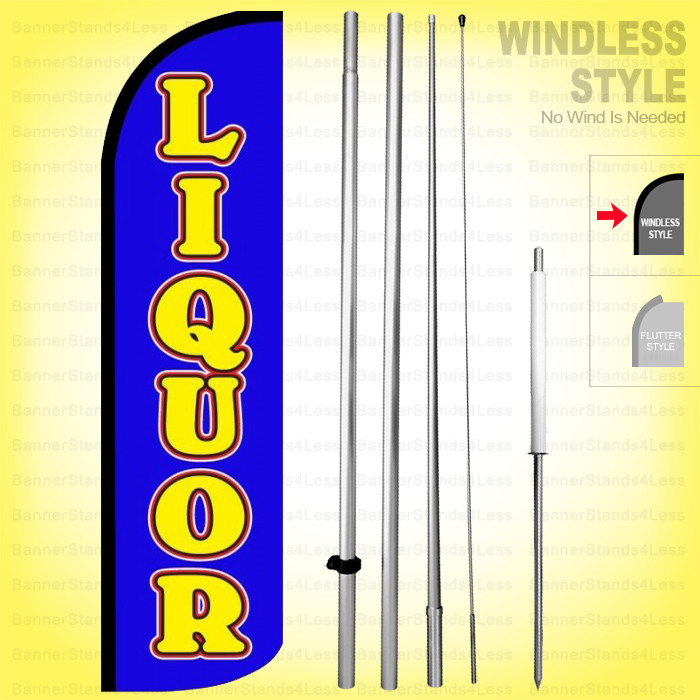 LIQUOR – Windless Swooper Flag Kit 15′ Feather Banner Sign bq-h