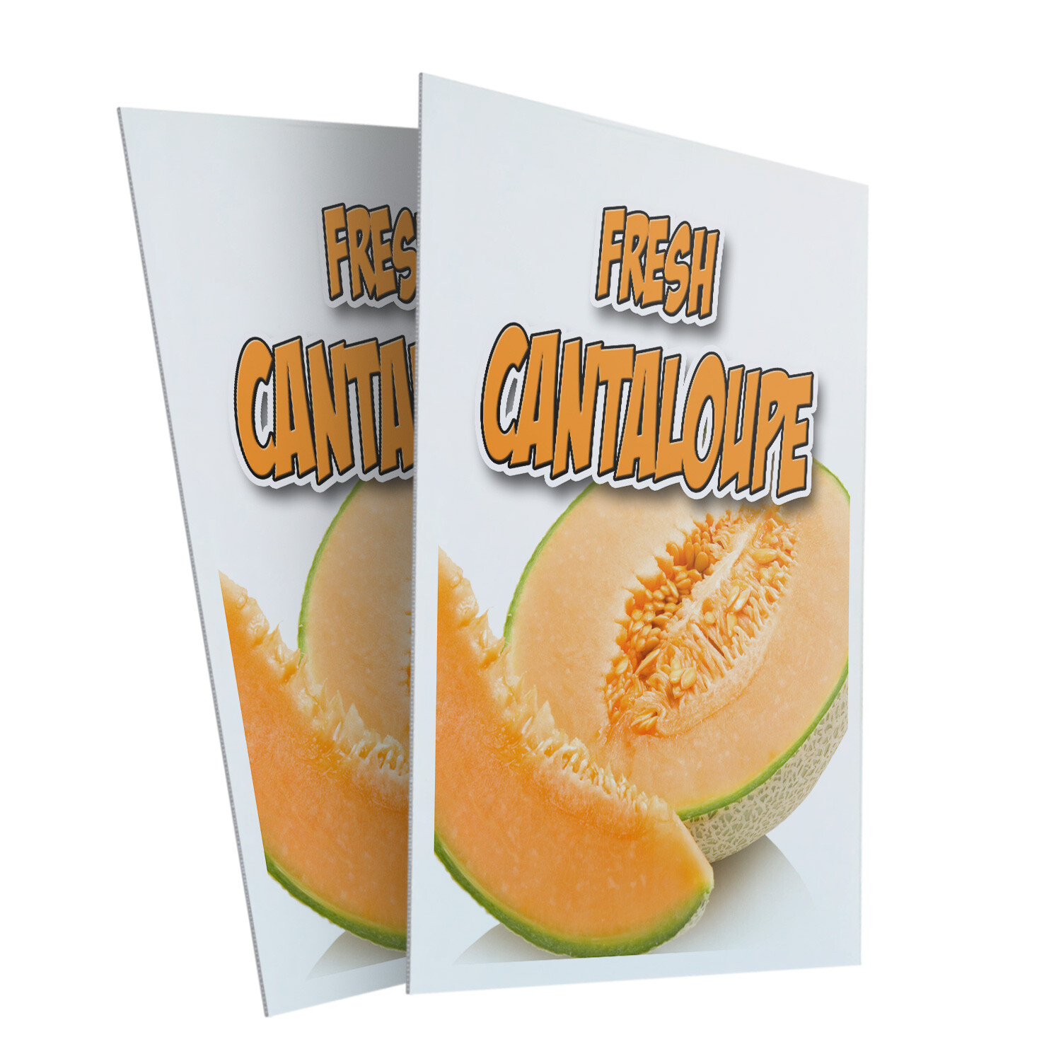 Coroplast Fresh Cantaloupe 24″ x 36″ 2 Pack Of Store Sign Plastic Or Decal