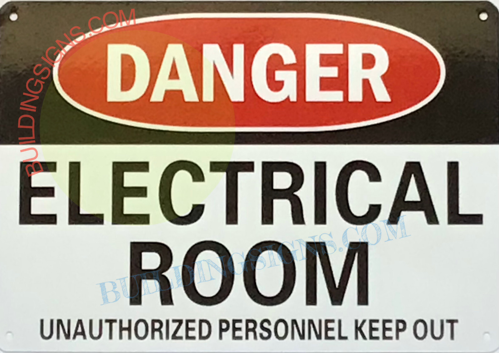 DANGER ELECTRICAL ROOM SIGN (7×10, White, Aluminum)
