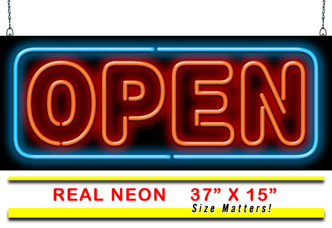 Very Large Open Neon Sign Jantec – 37″x15″ – REAL Neon Attracts More Customers