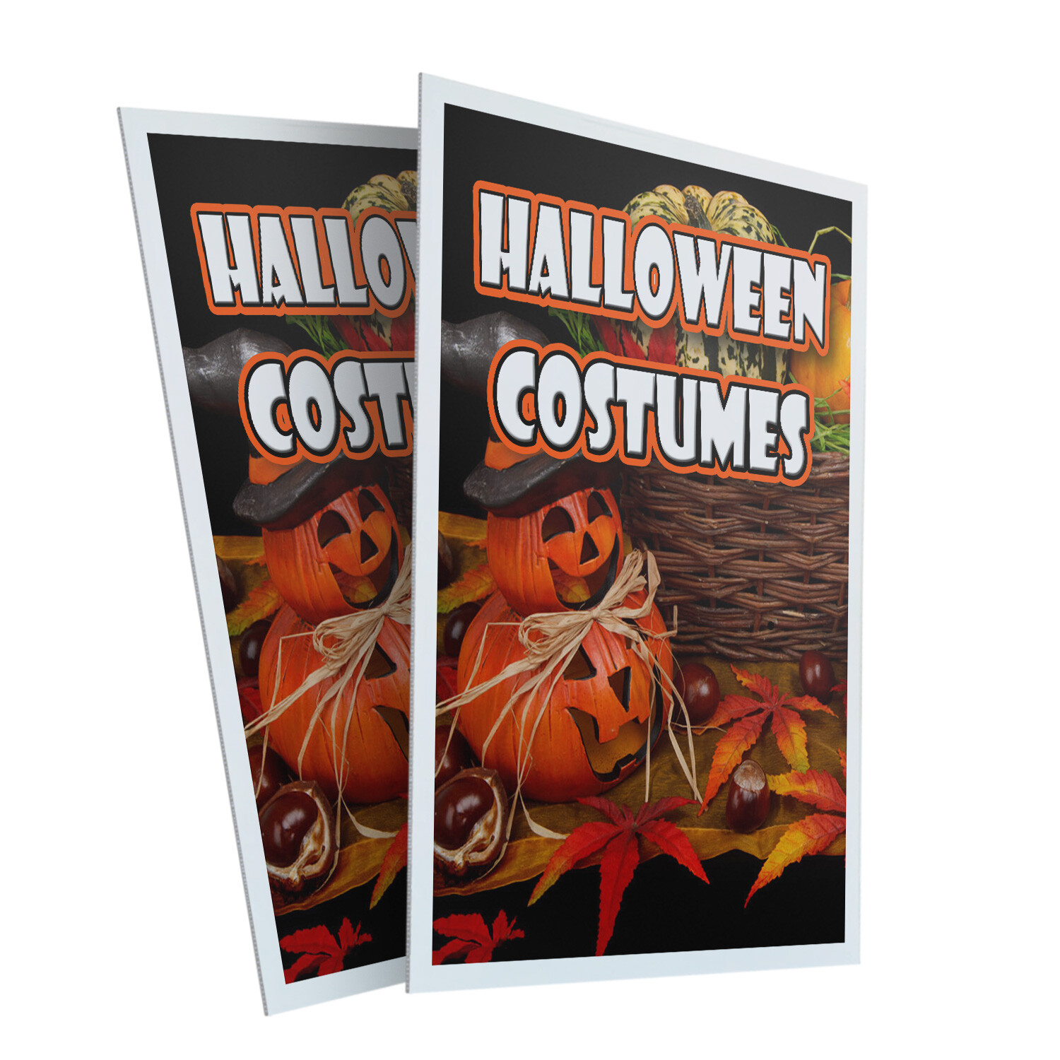Halloween Costumes 24″ x 36″ 2 Pack Of Store Sign Plastic Or Decal
