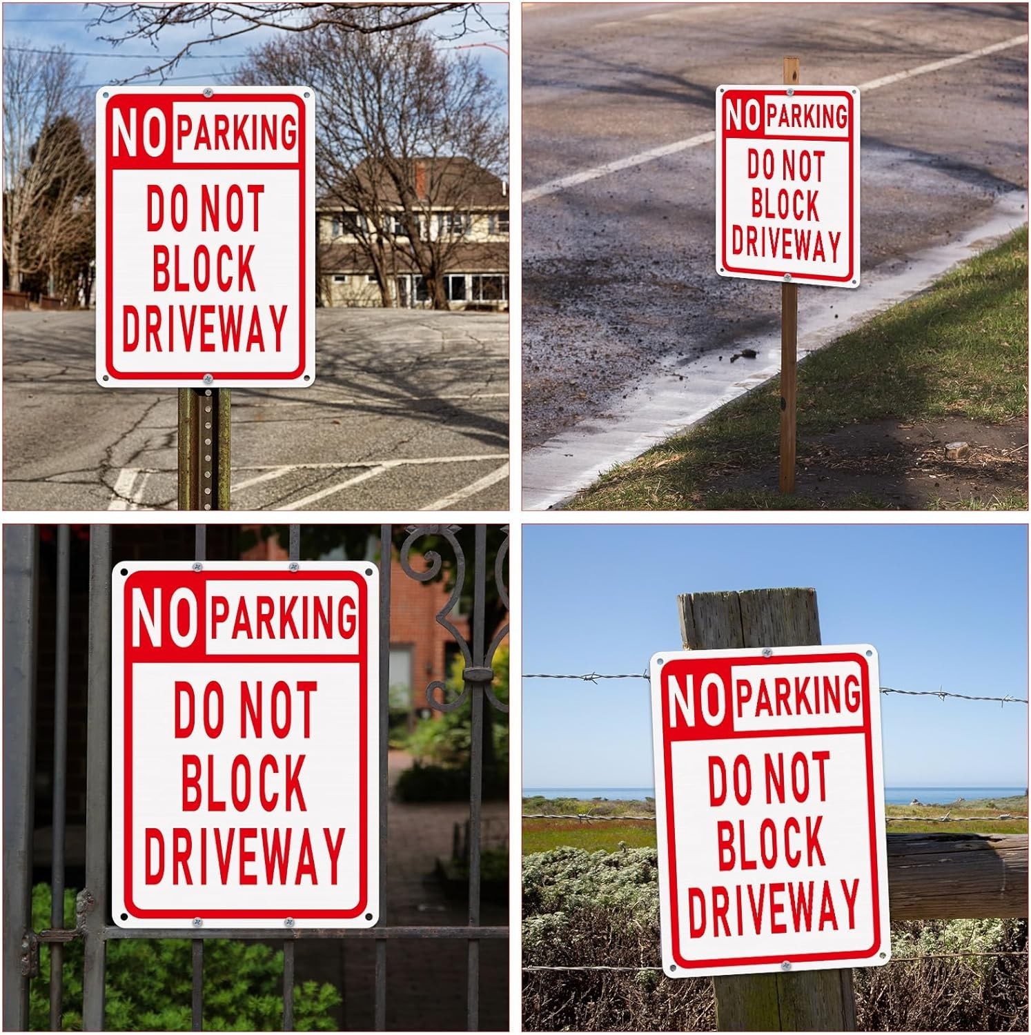 3 Pcs No Parking Sign Do Not Block Driveway Sign 10 x 14 Inches Aluminum Red USA