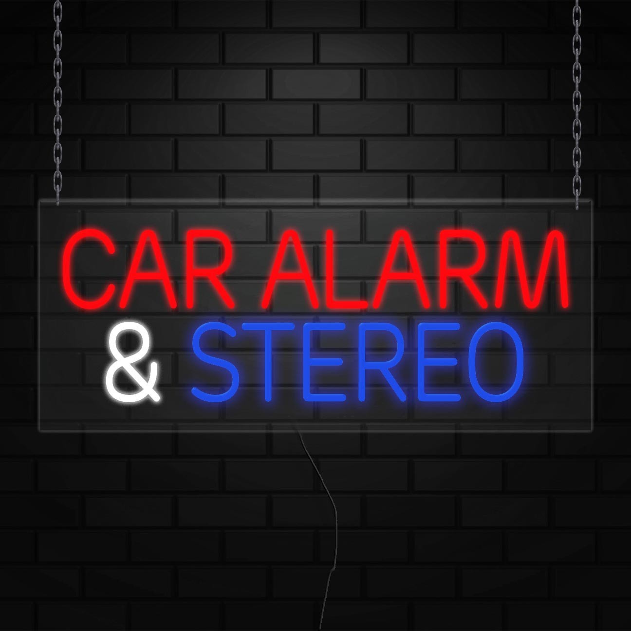 Car Alarm & Stereo Sign for Business Display | LED Flex Neon | 32″W x 13″H x 1″D