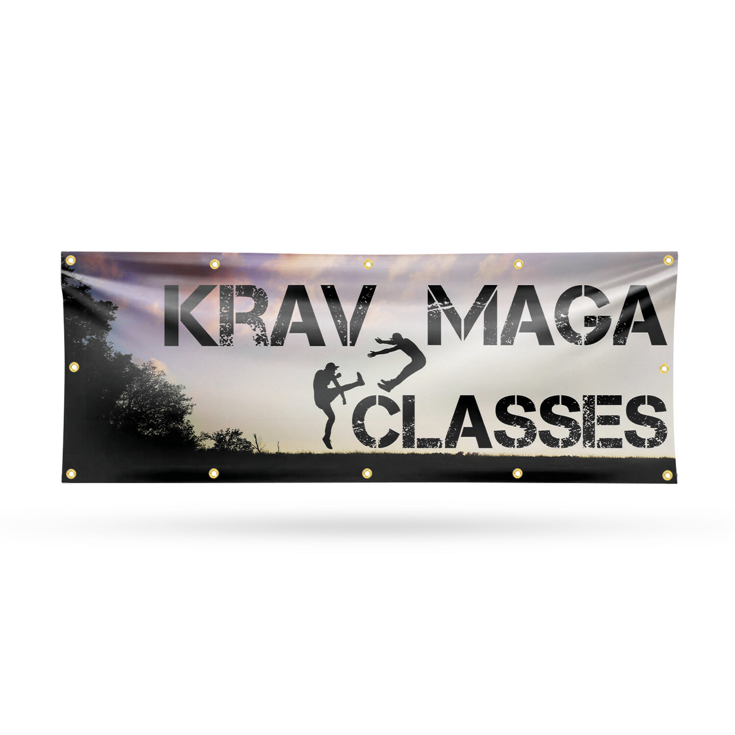 Krav Maga Classes Vinyl Banner Sign with Metal Grommets Heavy-Duty Single-Sided