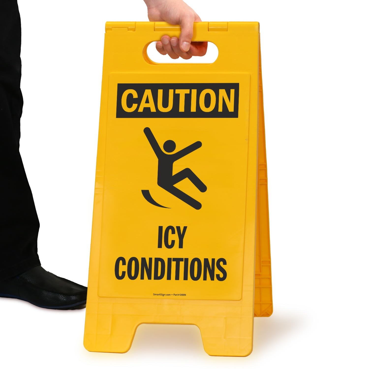 25×12 Inch Caution Icy Conditions TwoSided Folding Floor Sign Plastic