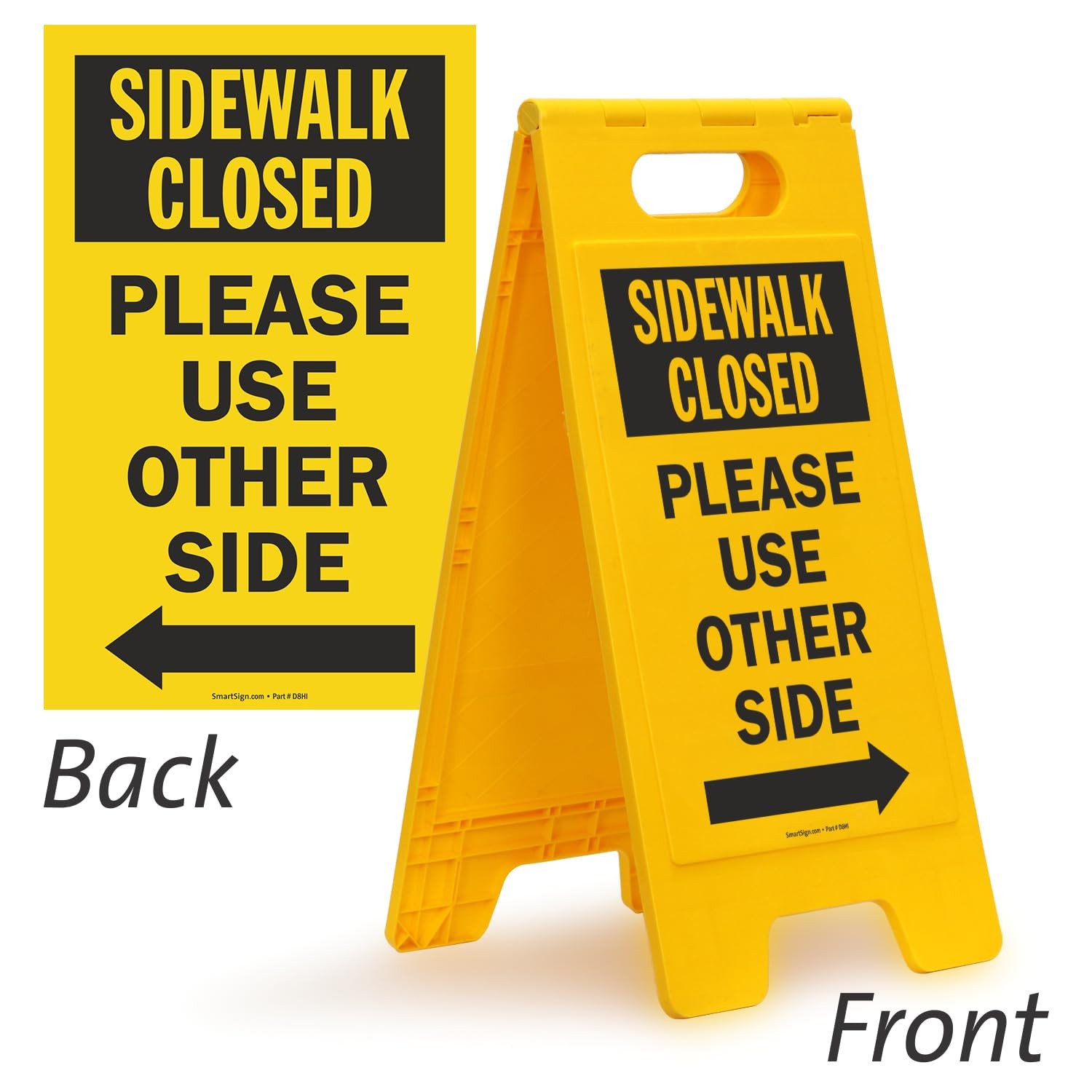 25×12 Inch Plastic 2Sided Sidewalk Closed Folding Floor Sign Black Yellow