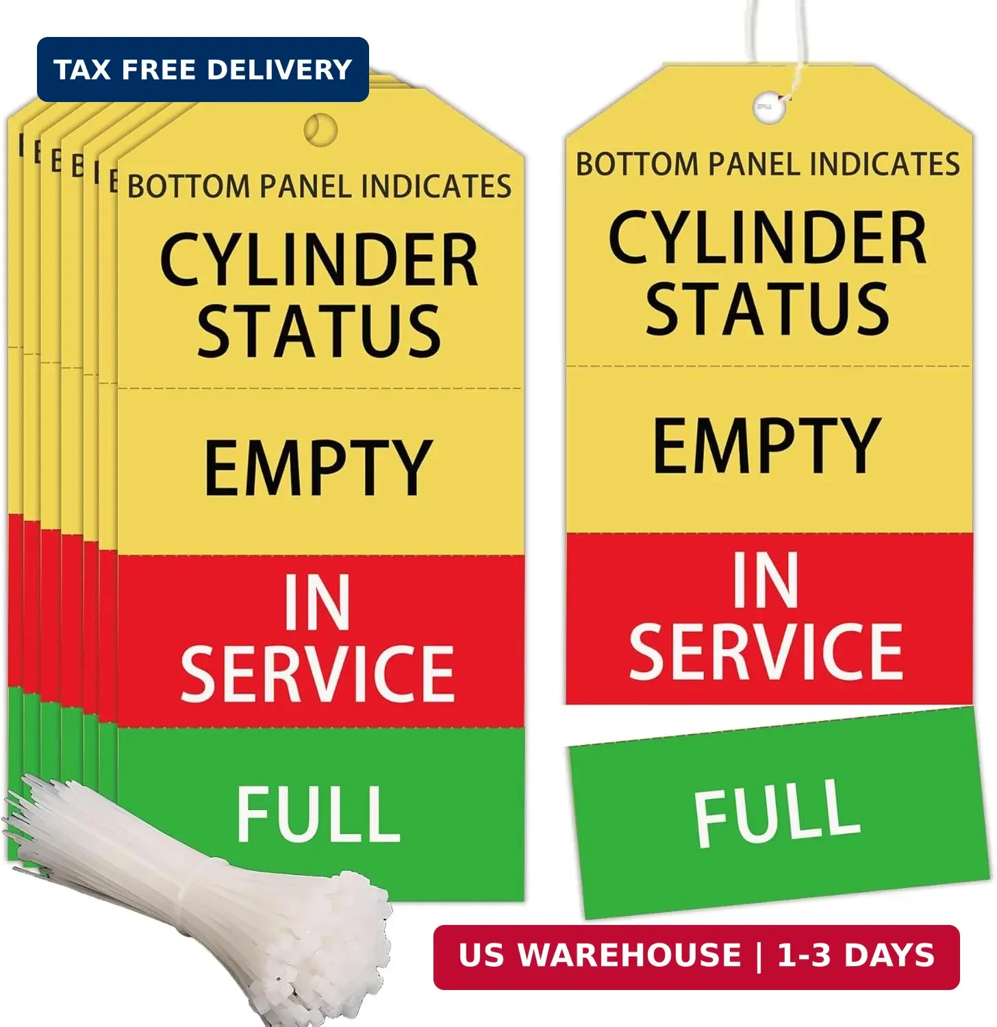 100 Pcs Cylinder Status Sign Tags Waterproof Gas Status Tanks Cardstock 2×4 inch