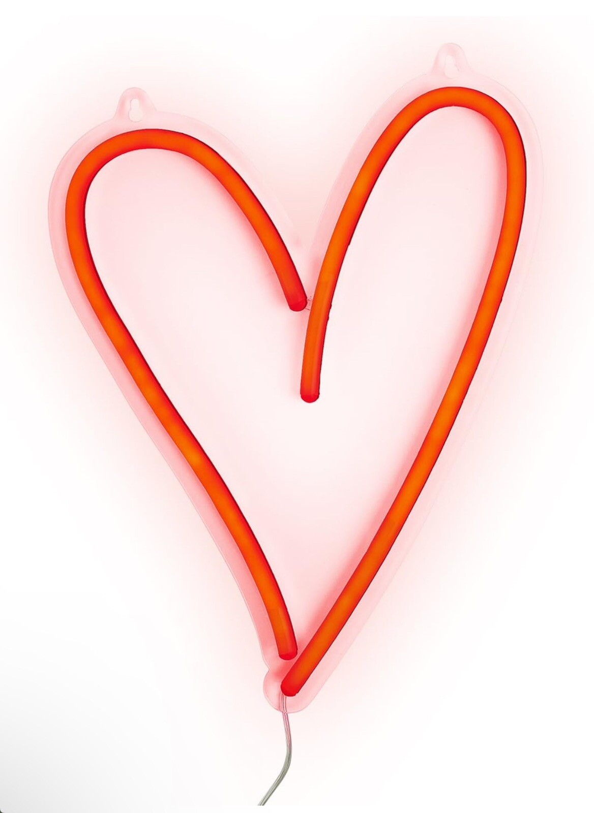 Heart LED Neon Light, Wall Hanging Room Decor, Red, 13.8 X 10.25 Inches, Clear C