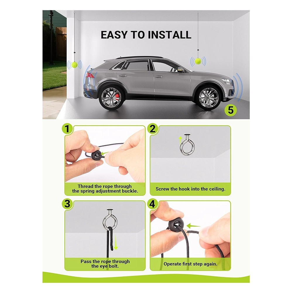 2 Packs Tennis Garage Parking Aid with Non-Elastic String, Precise Garage9778