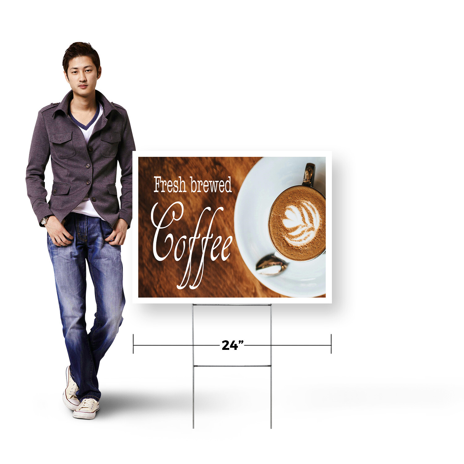 Fresh Brewed Coffee Yard Sign Cafes, Morning Specials, Bold and Rich Flavor