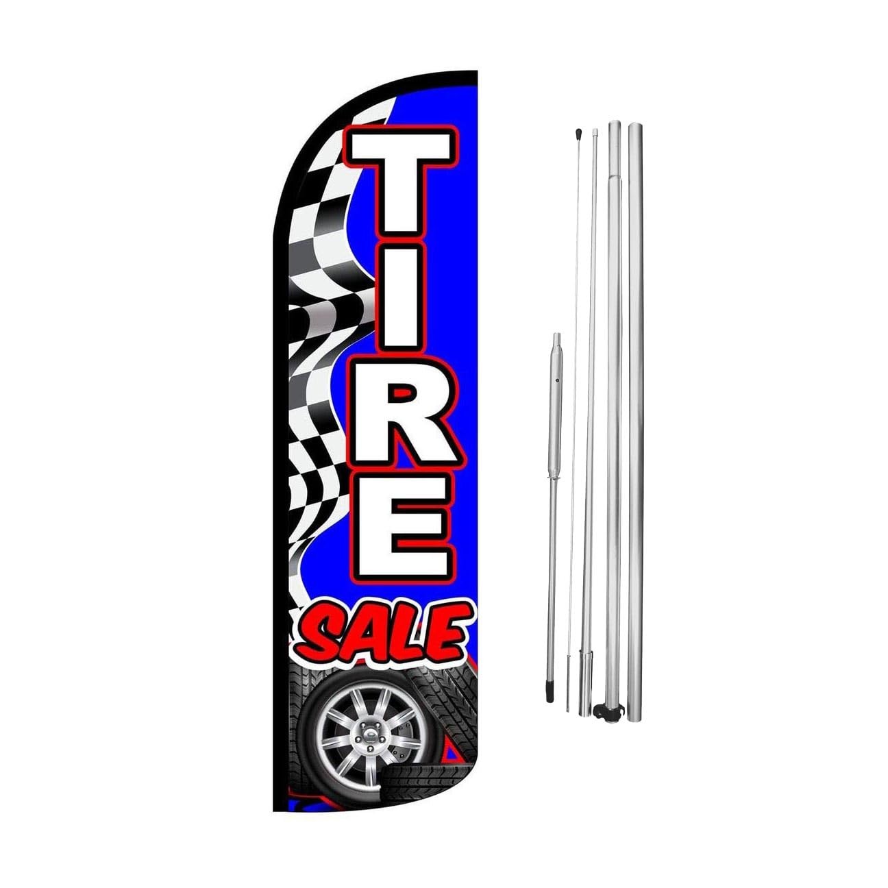 Tire Sale Swooper Flutter Windless Feather Flag | 3ft W x 11.5ft Tall