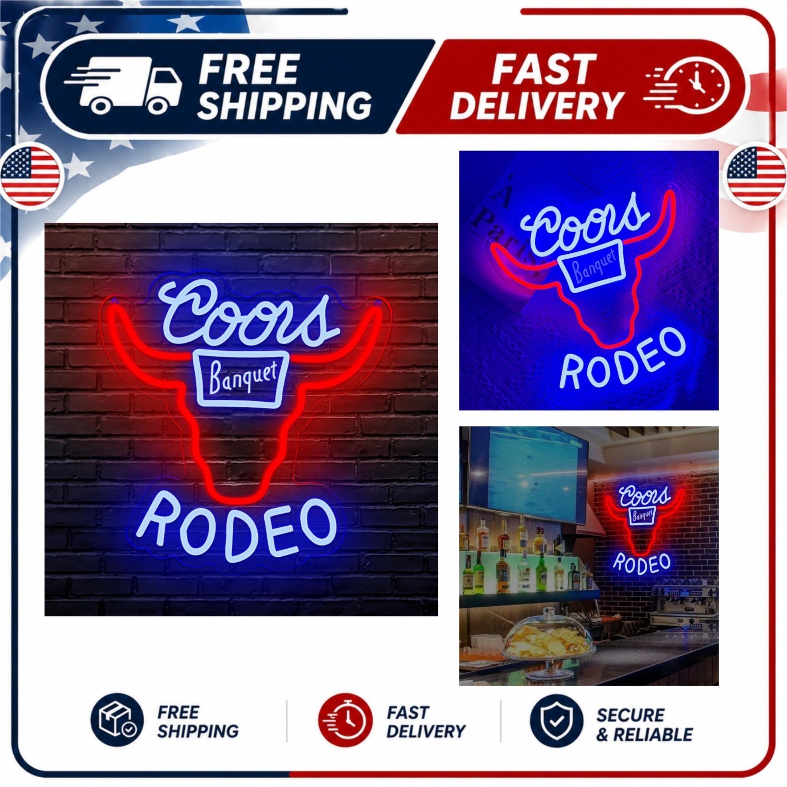 PILOYINDE Cowboy Neon Sign Wall Decor Blue LED Western Bar Sign