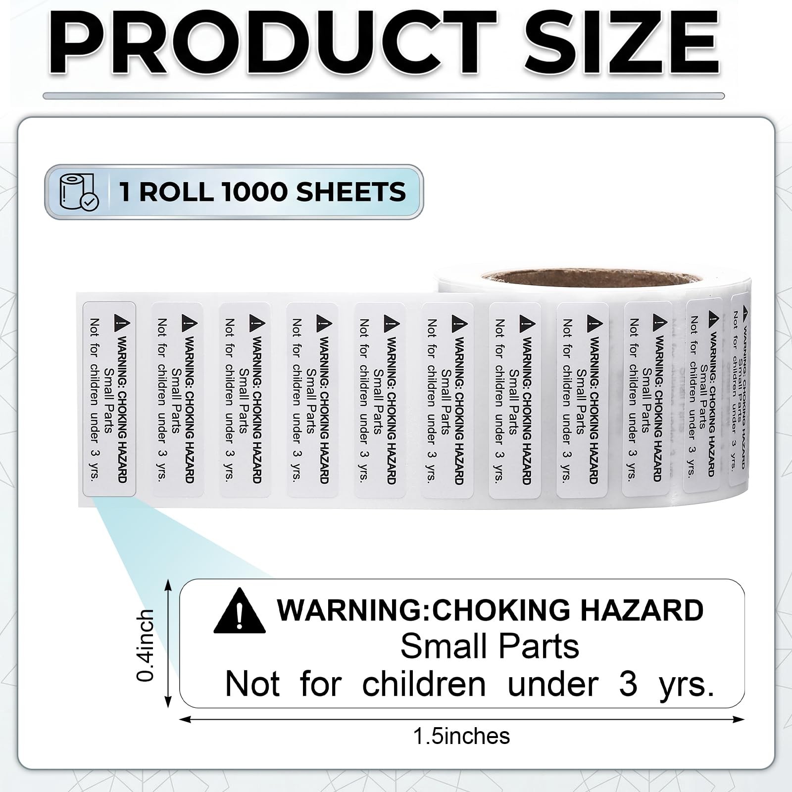 1000 Pcs Choking Warning Hazard Labels – 1.5 x 0.4 Inch Small Parts Not for C…