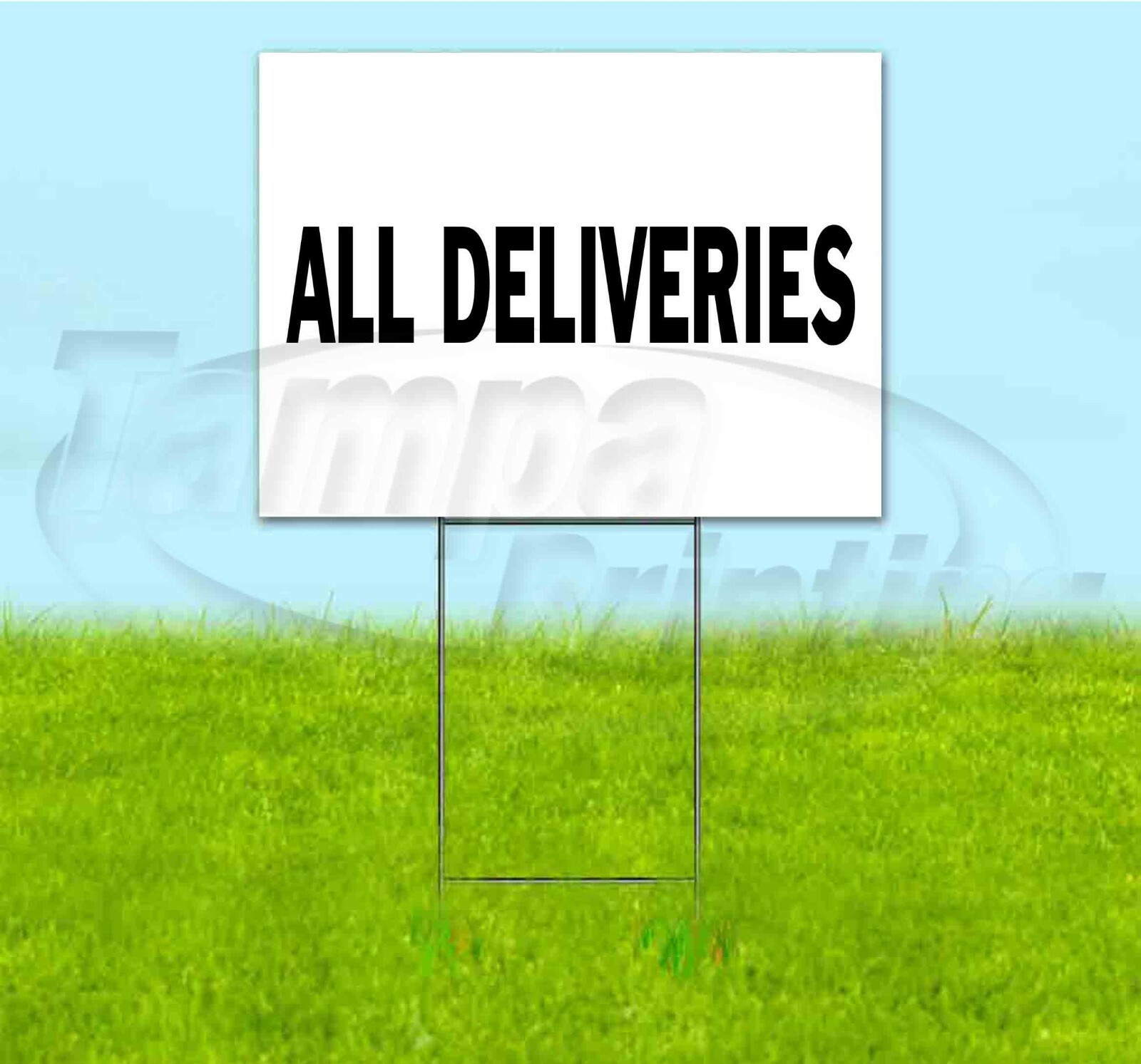 ALL DELIVERIES 18×24 Yard Sign WITH STAKE Corrugated Bandit DIRECTIONAL USA