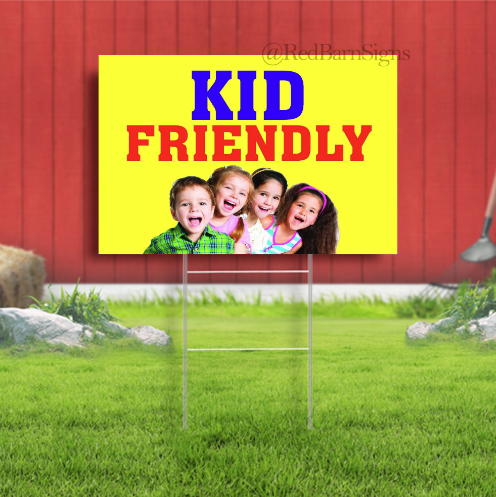 Kid Friendly Sidewalk Yard Sign with Metal Stakes