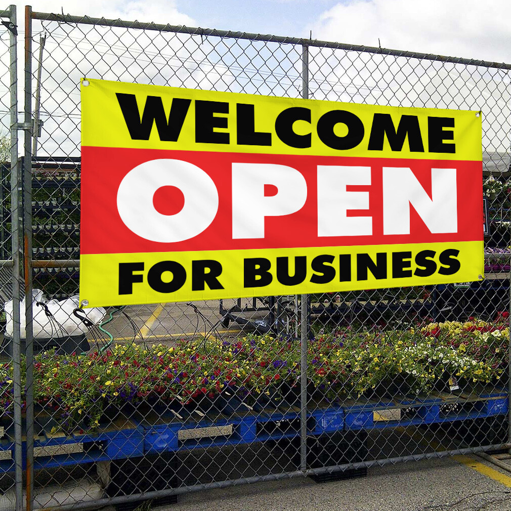 Vinyl Banner Multiple Sizes Welcome Open for Business #2 Business Outdoor