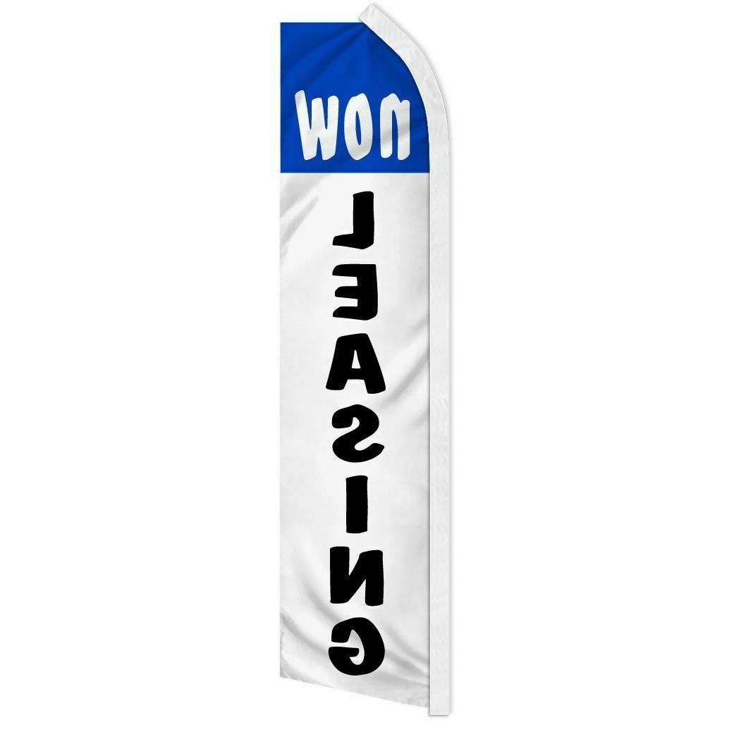 “NOW LEASING” Advertising Super Flag swooper banner business sign for lease rent