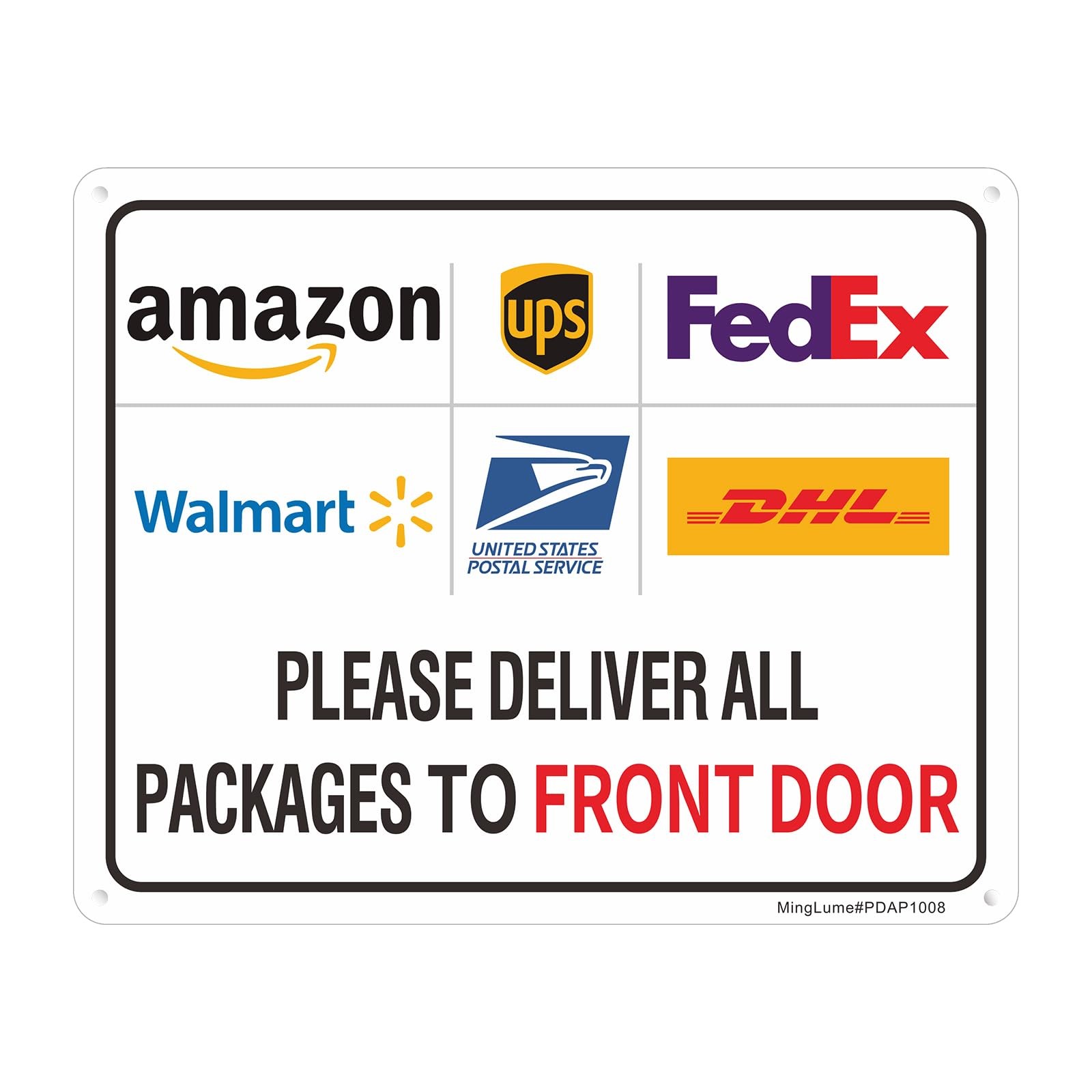 Package Delivery Sign Front Door Instruction 10×8 Inch Reflective Aluminum Weath