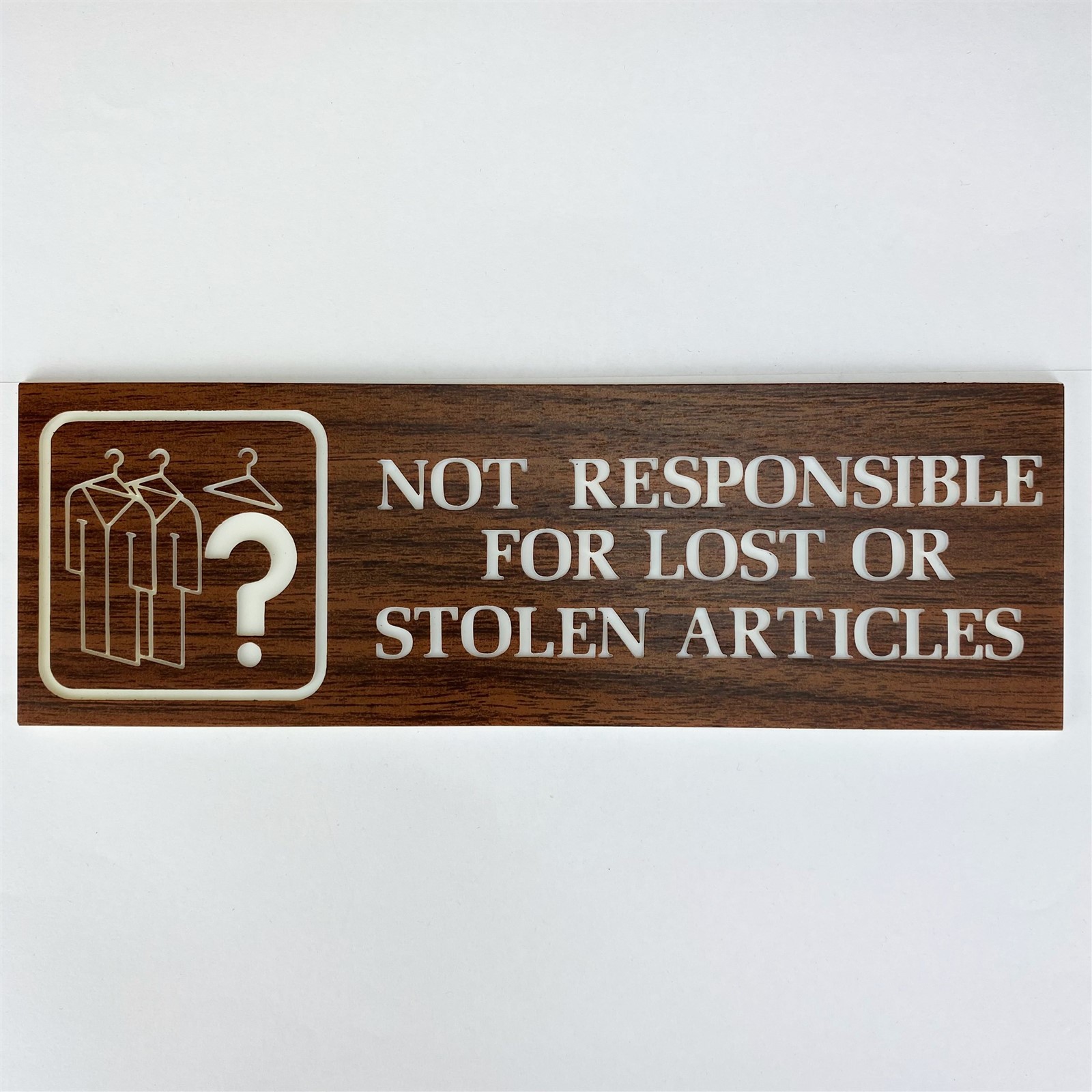 “LOST OR STOLEN ARTICLES” Warning Retro Sign Traex 4032 Vintage 8″ Brown