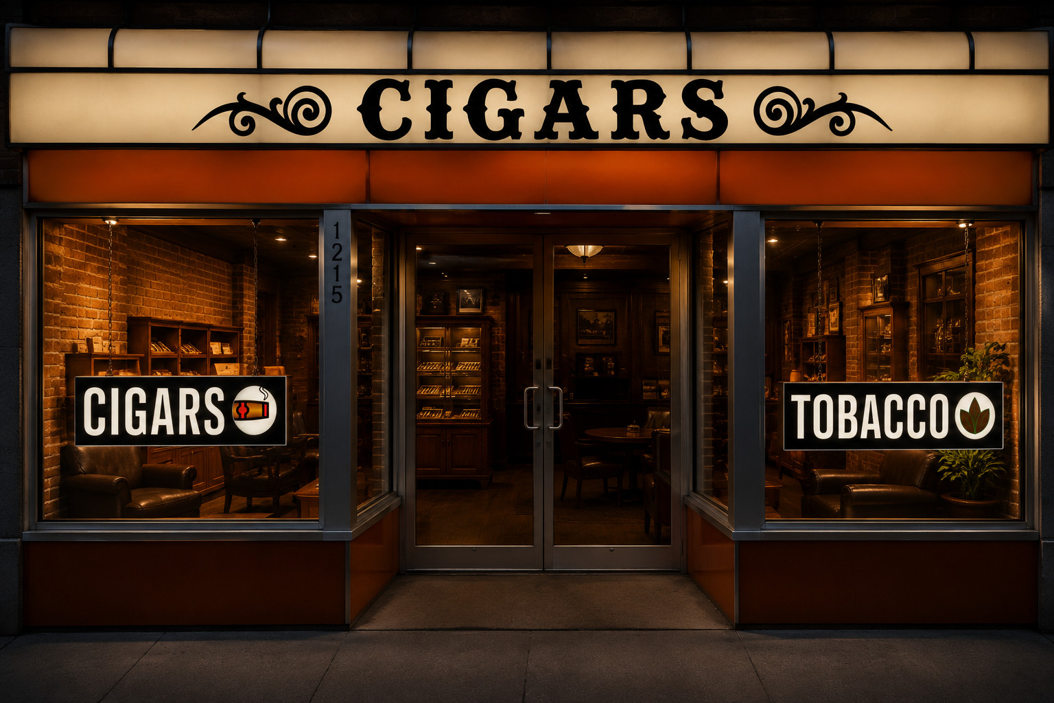 38″ Cigars LED Window Sign | Cigar Shop Business Sign | Edge-Lit Display