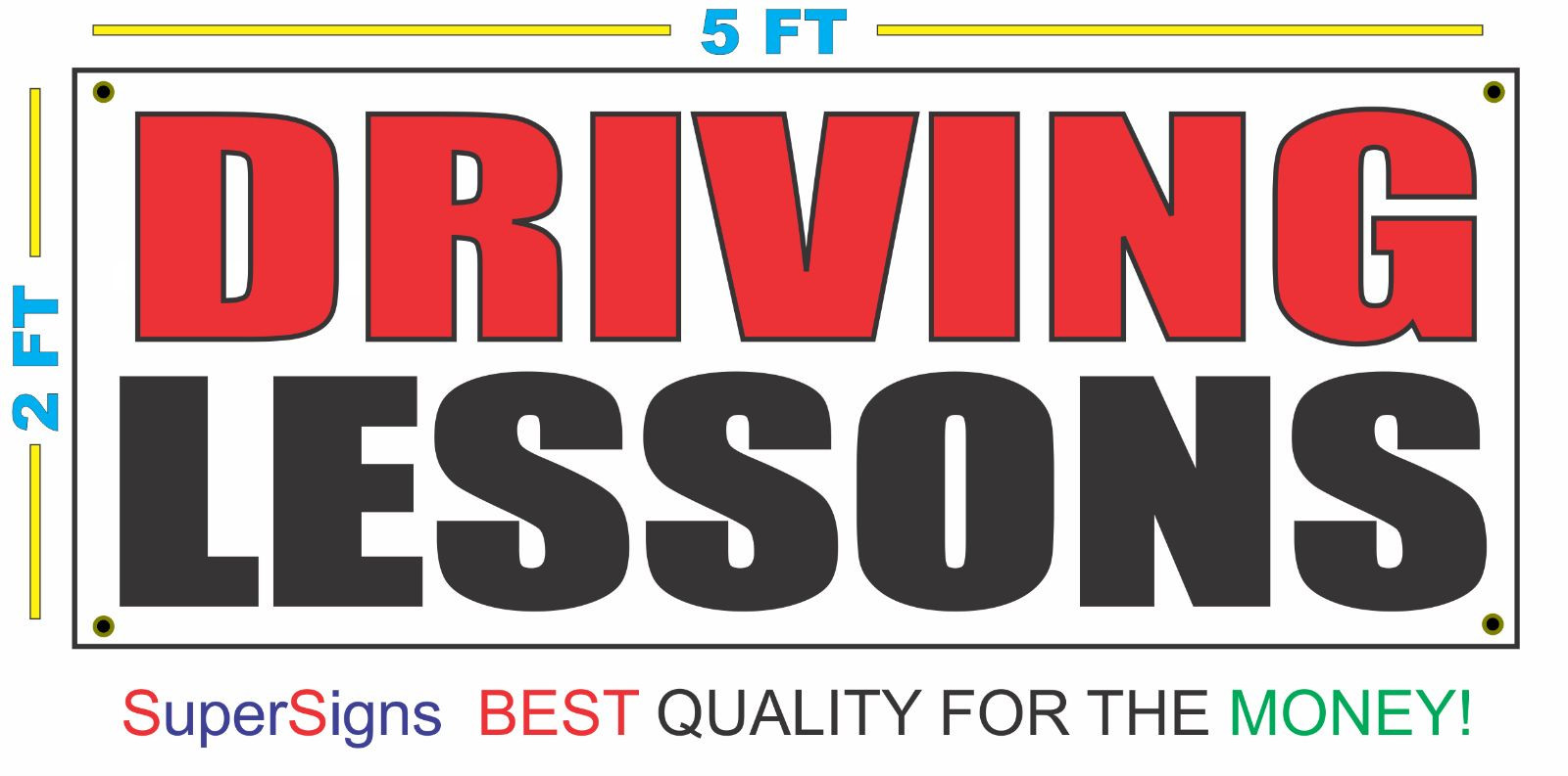 DRIVING LESSONS Banner Sign NEW Larger Size 2X5 Red & Black