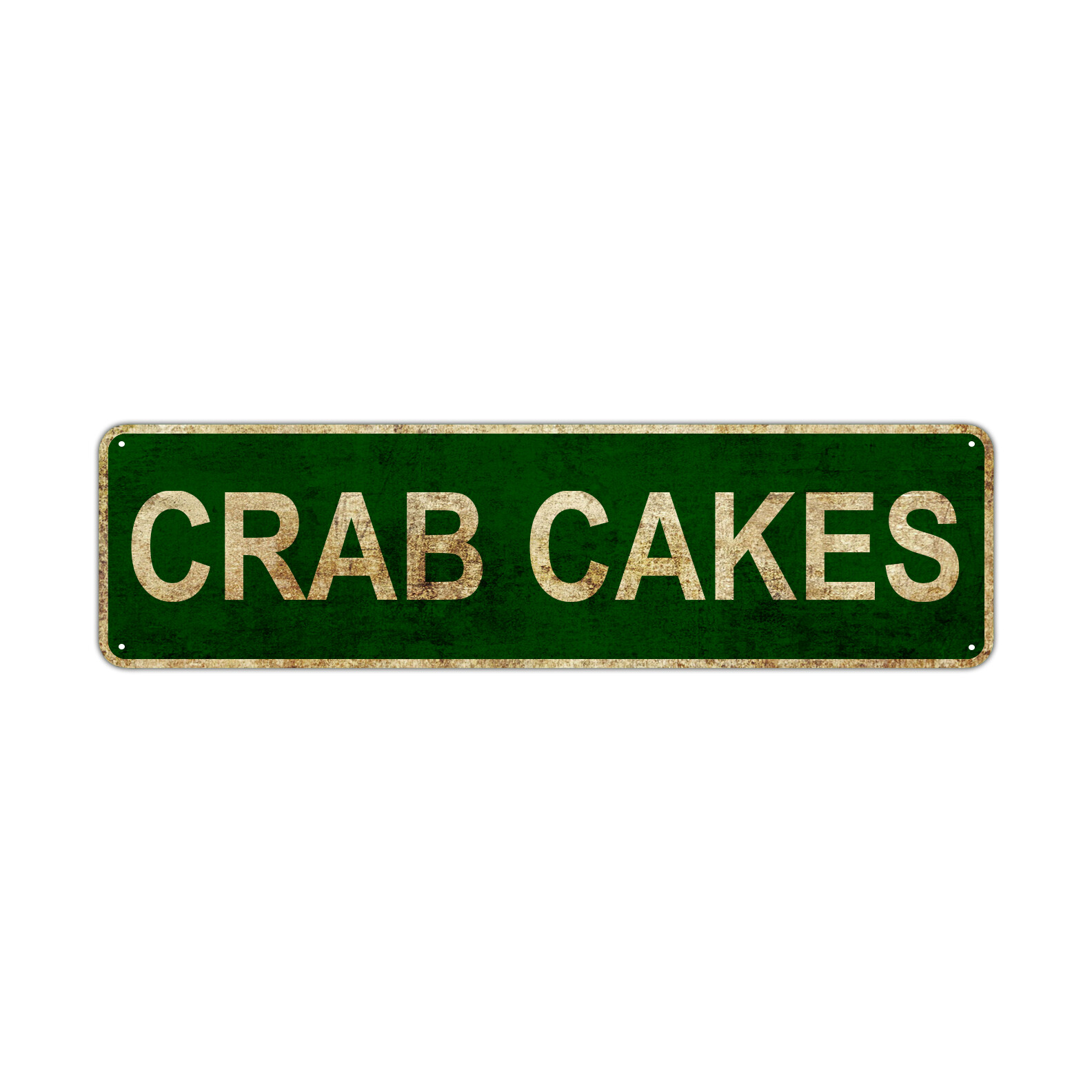 Crab Cakes Vintage Sign| Pub Bar Bakery Home Décor Fishcake Aluminum Retro Sign