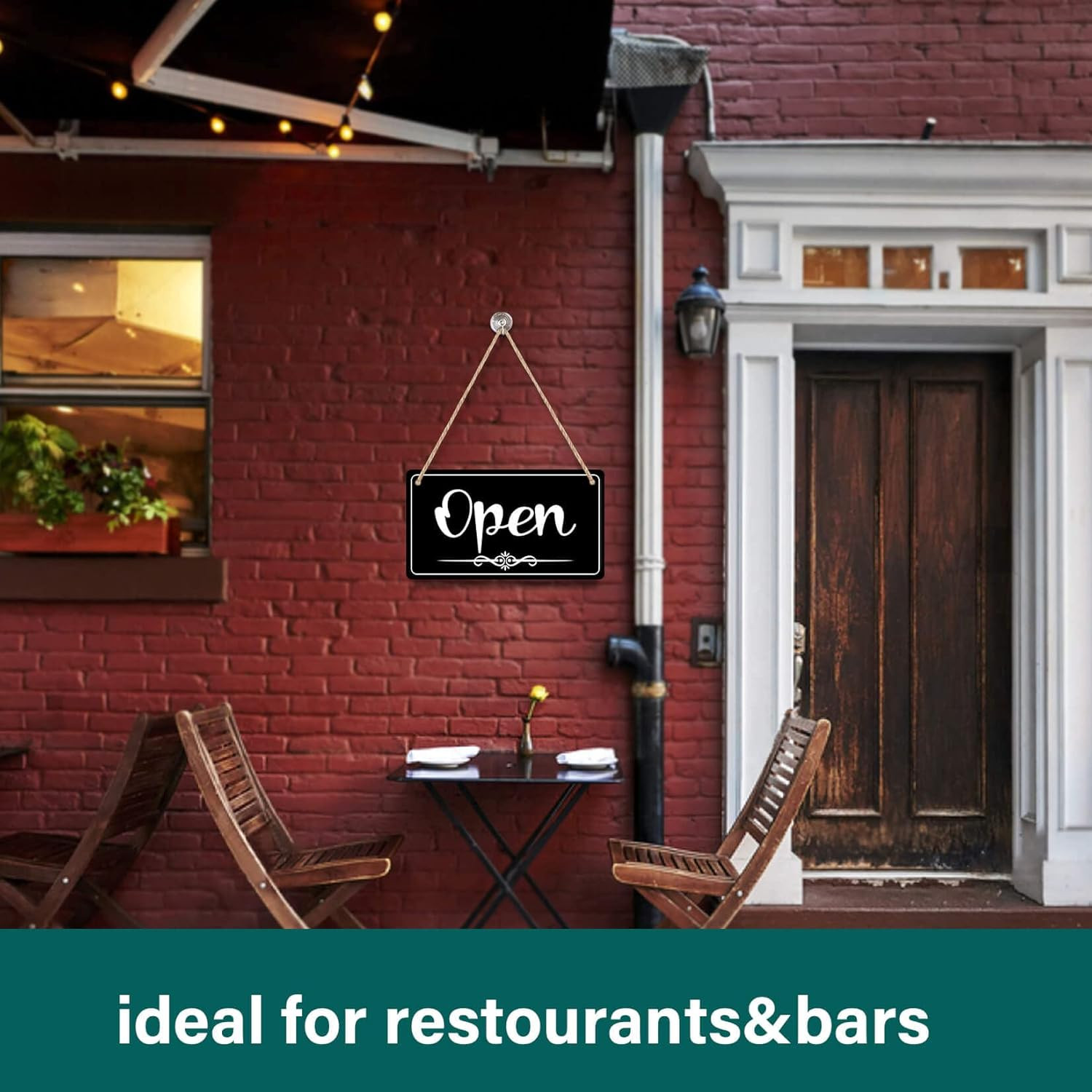 Open Signs – Double Sided Open Closed Sign Business Hours Hanging with Rope Hour