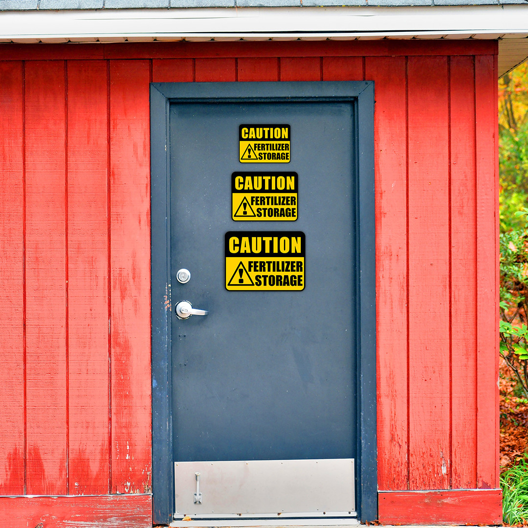 Classic Framed Plus Caution Fertilizer Storage Door or Wall Sign | Farm/Barn