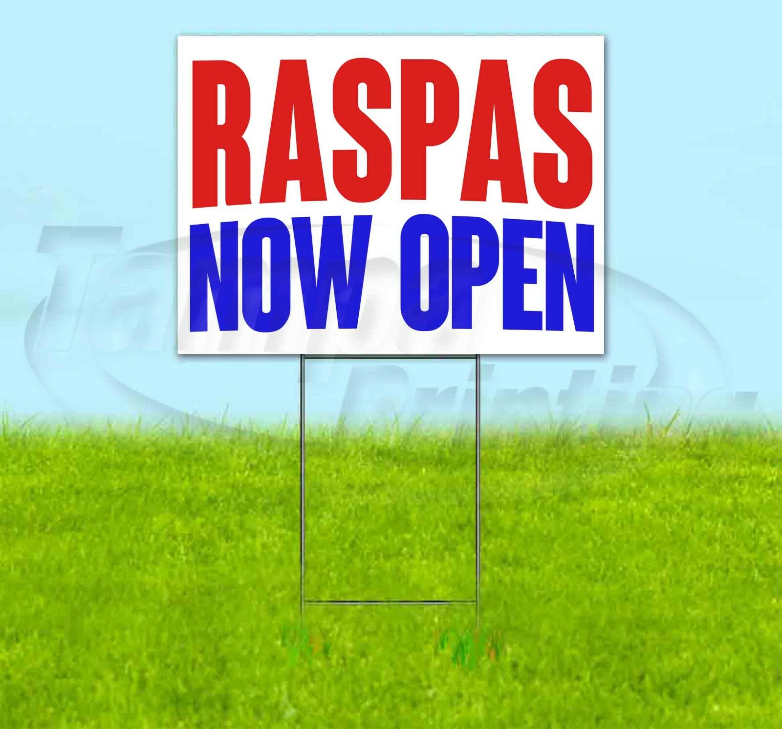 RASPAS NOW OPEN Yard Sign Corrugated Plastic Bandit Lawn Decorations USA