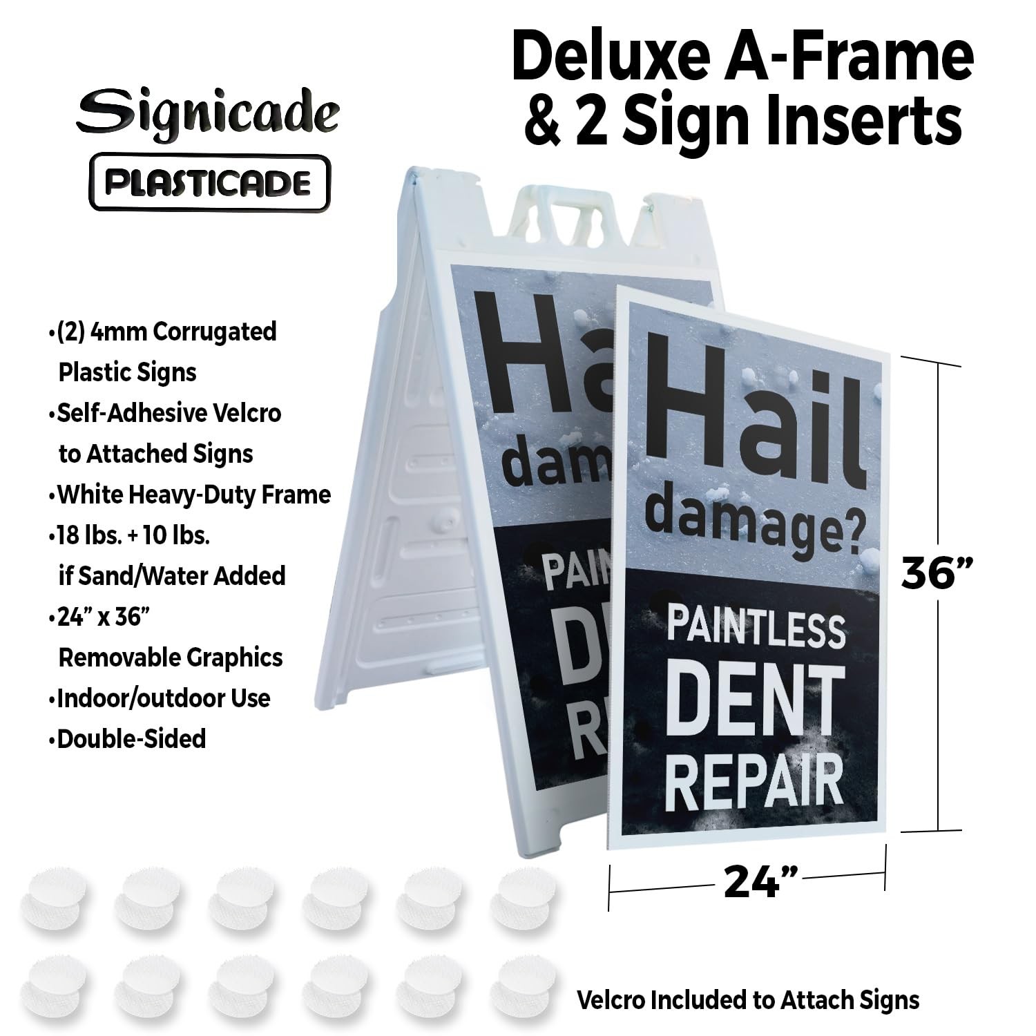 Hail Damage Paintless Dent Repair 24″ x 36″ Double Sided A-Frame Sidewalk Sig…