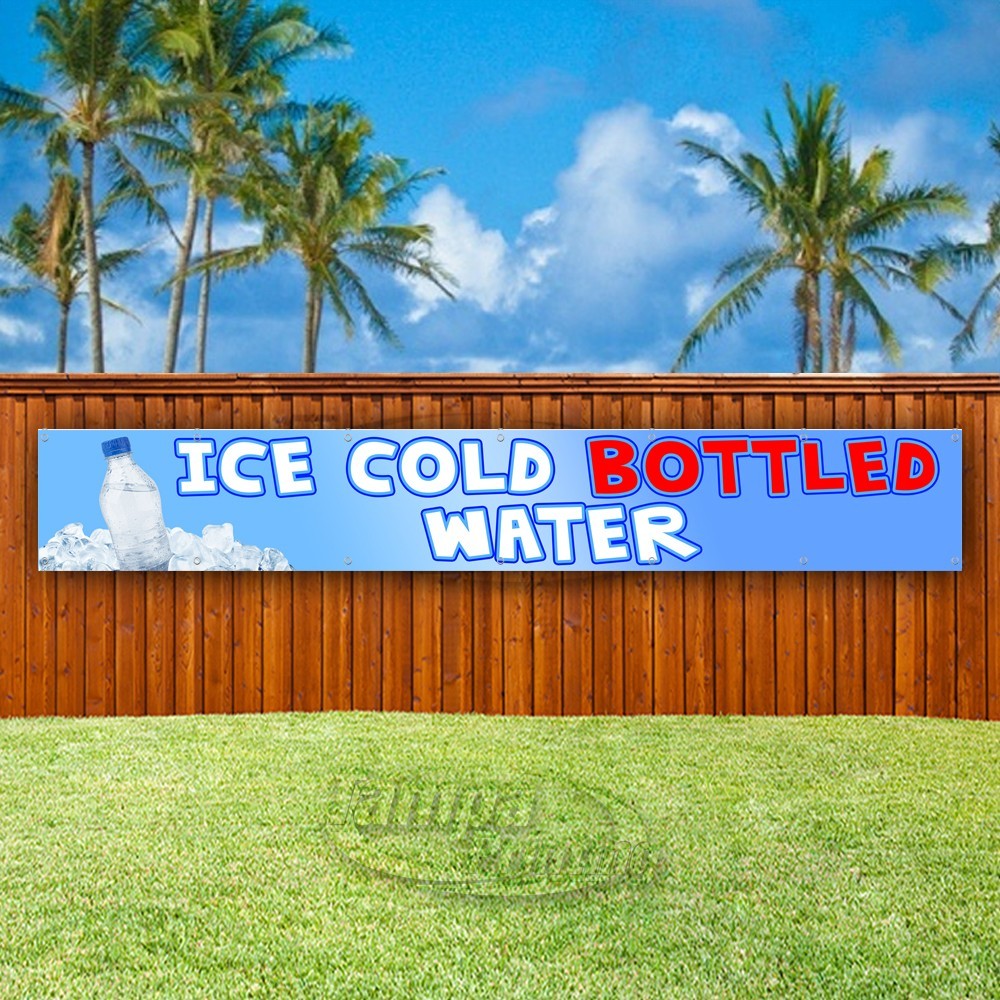 ICE COLD BOTTLED WATER Advertising Drinks Vinyl Banner Flag Sign USA XL01789