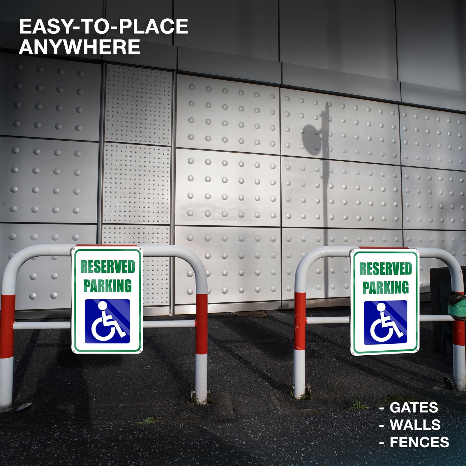 Handicap Reserved Parking Sign Reflective Aluminum UV Protect 8×12 In 2 PCS