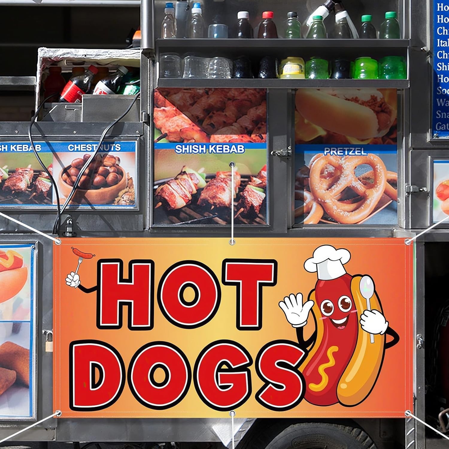 Bold 2×4 Feet Hot Dogs Banner – Durable Polyester Sign for Maximum Visibility