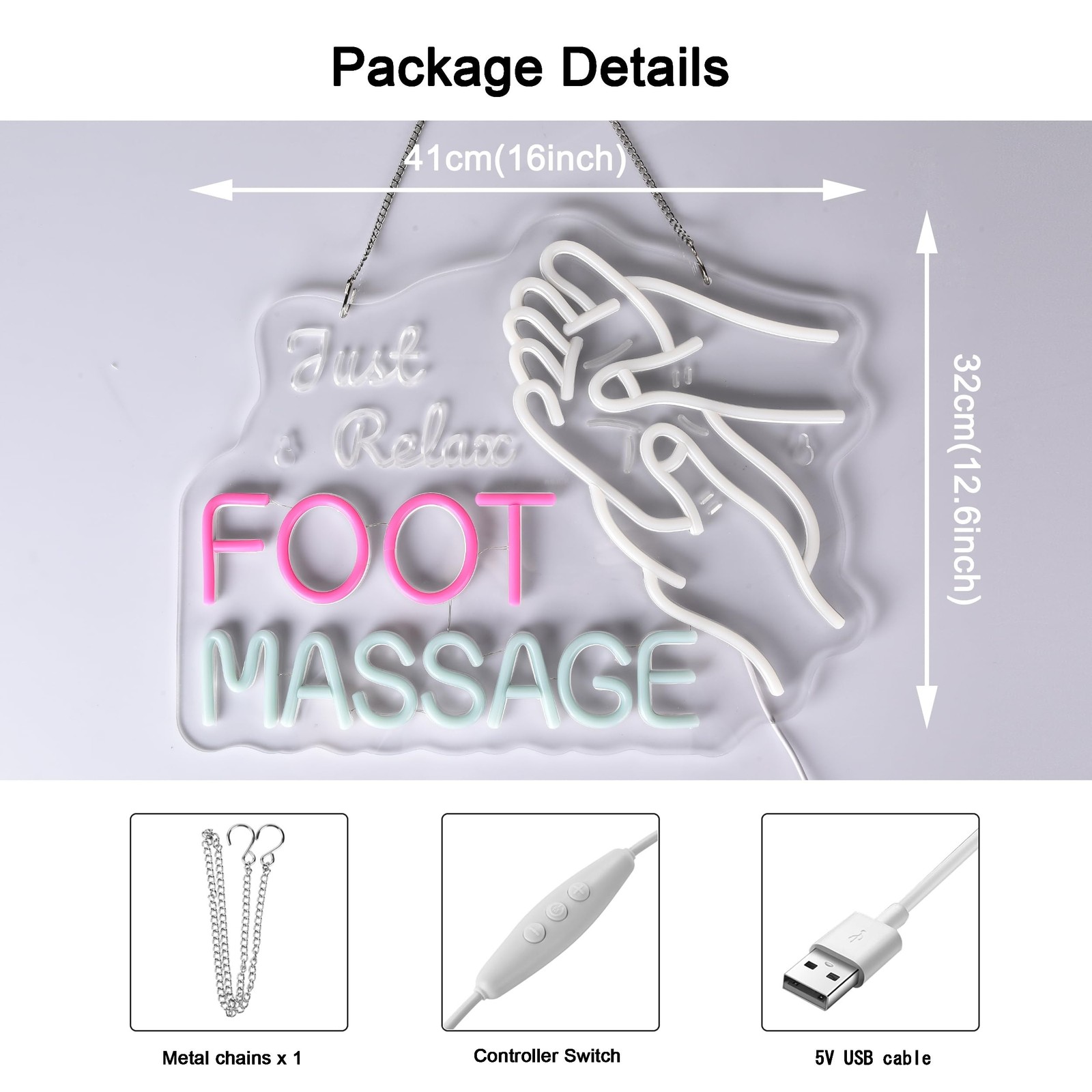Foot Massage Neon Sign, Neon Lights Hanging Wall Art Decoration for Foot Rela…