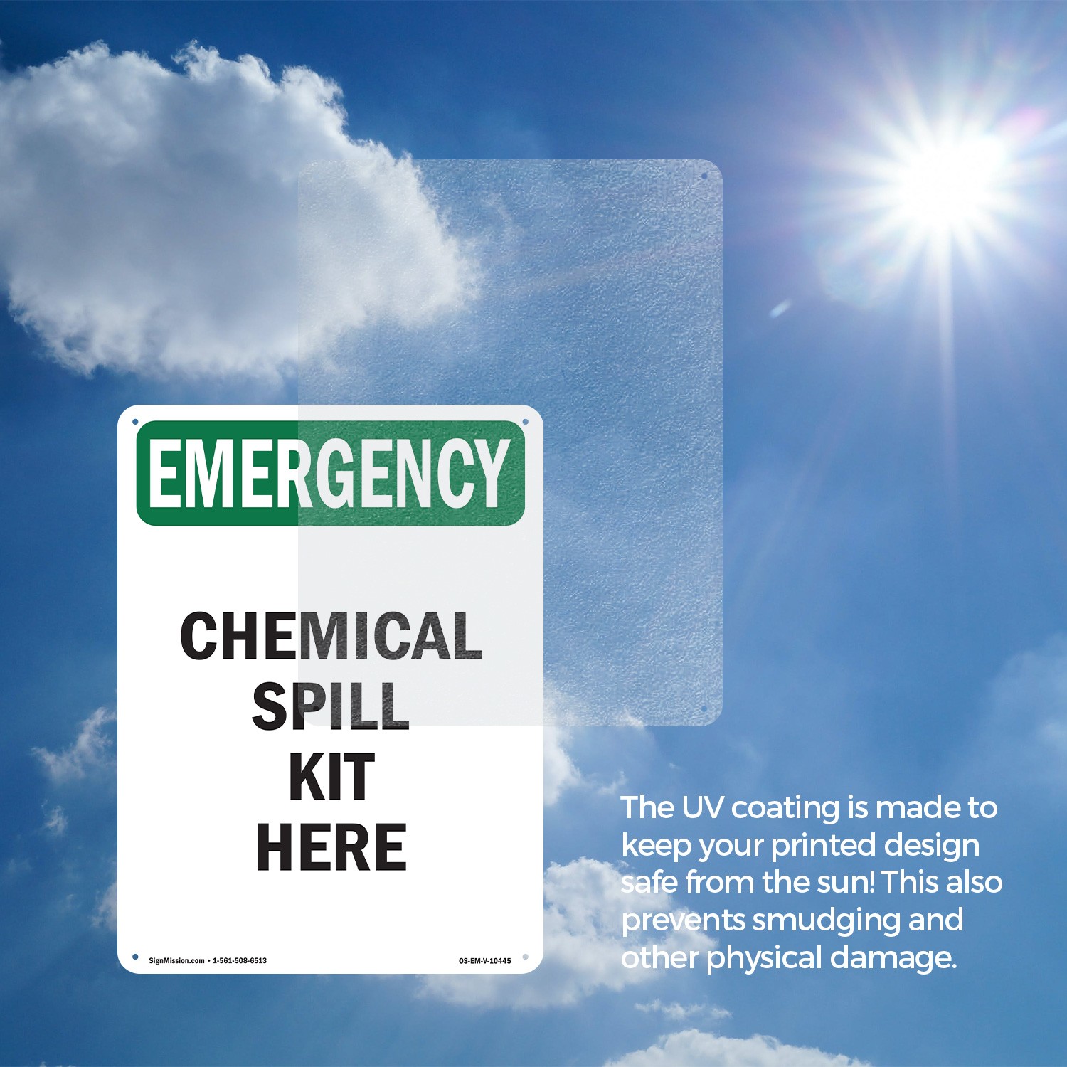 Chemical Spill Kit Here OSHA Emergency Sign Metal, Plastic, Decal 5 or 10 Pack