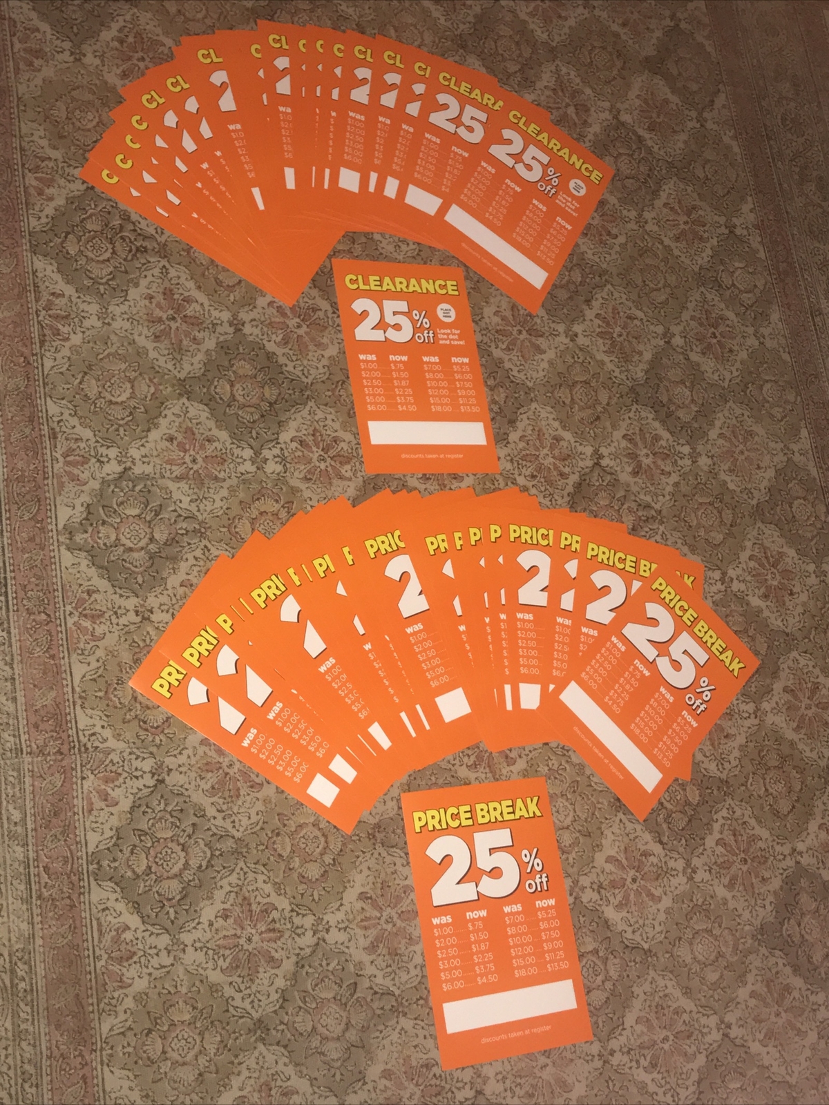 46 Orange 25% OFF retail store 2sided CLEARANCE + PRICE BREAK Sale SIGNS 11×7