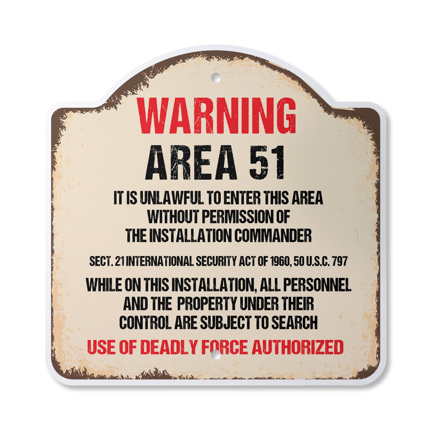 Warning Area 51 Plastic Sign Spaceship Aliens Outer Space Moon Spacecr