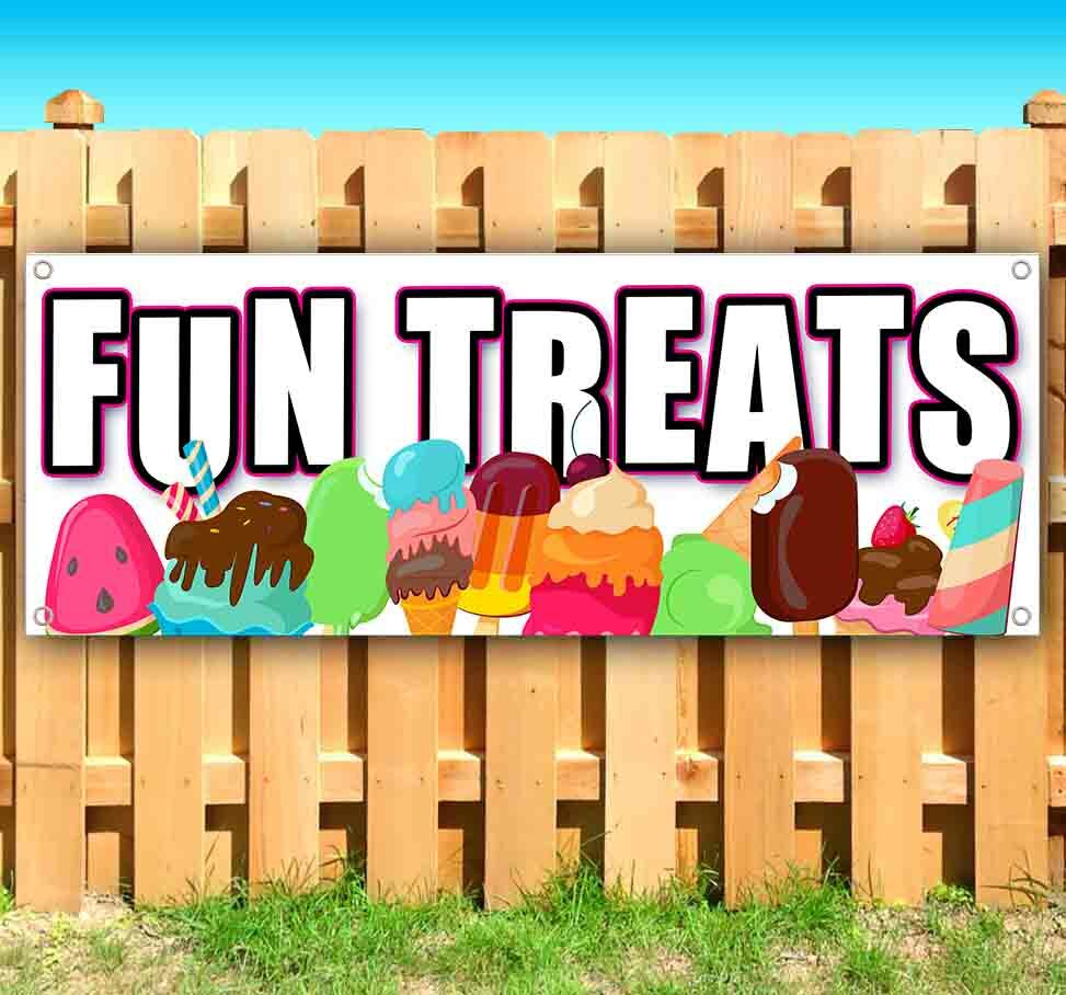 FUN TREATS ICE CREAM Advertising Vinyl Banner Flag Sign Many Sizes DESSERT