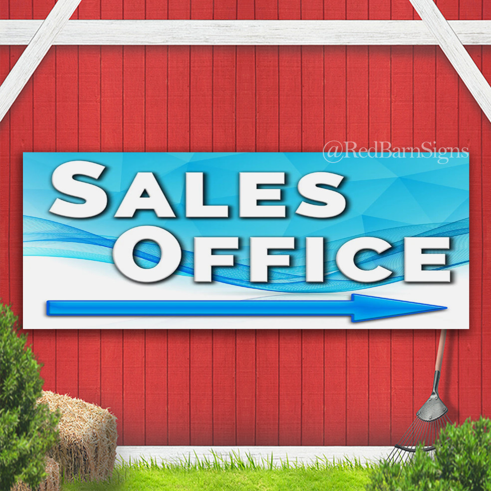 Sales Office Arrow Indoor Outdoor Banner Sign with grommets