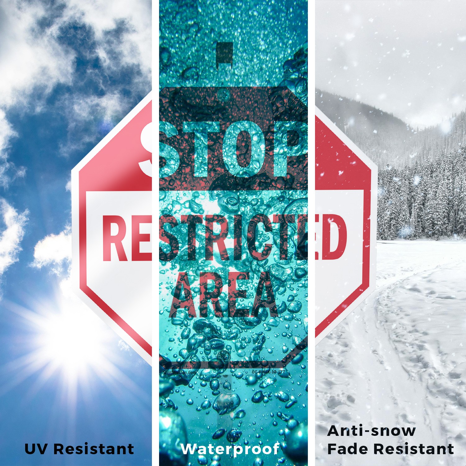 Stop Restricted Area Octagon Sign With Stake Weather Resistant UV Protected